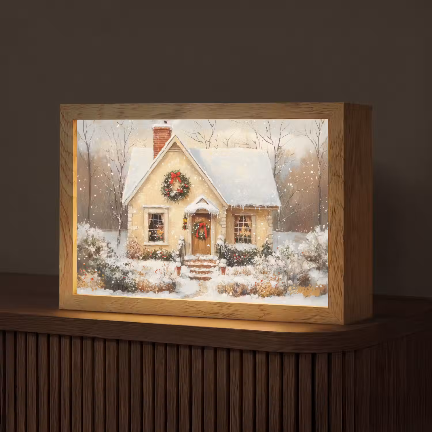 Kerst - Huis - Winter - Sneeuw Light Box met kabel (Tafellamp) klein -z3d_website