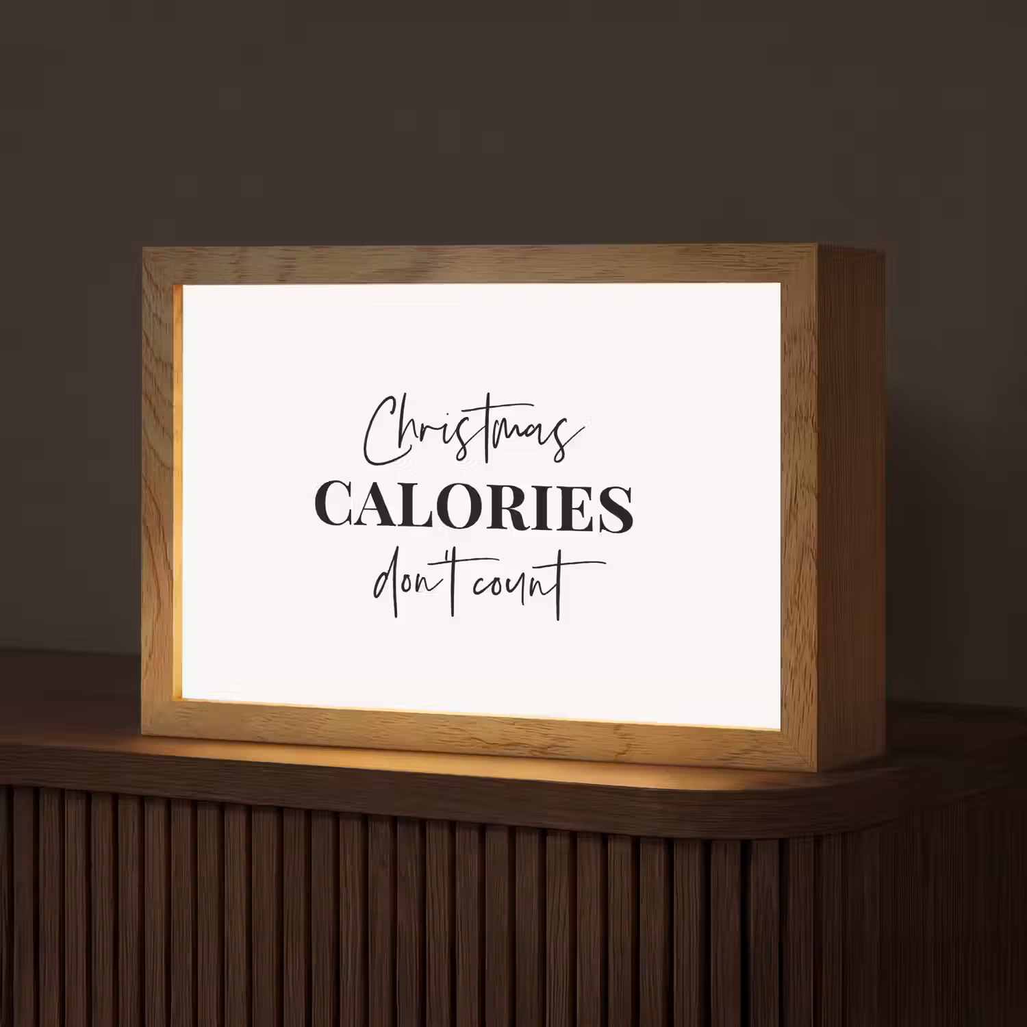 Kerst quote - Winter - Christmas calories - Wit Light Box met kabel (Tafellamp) klein -z3d_website