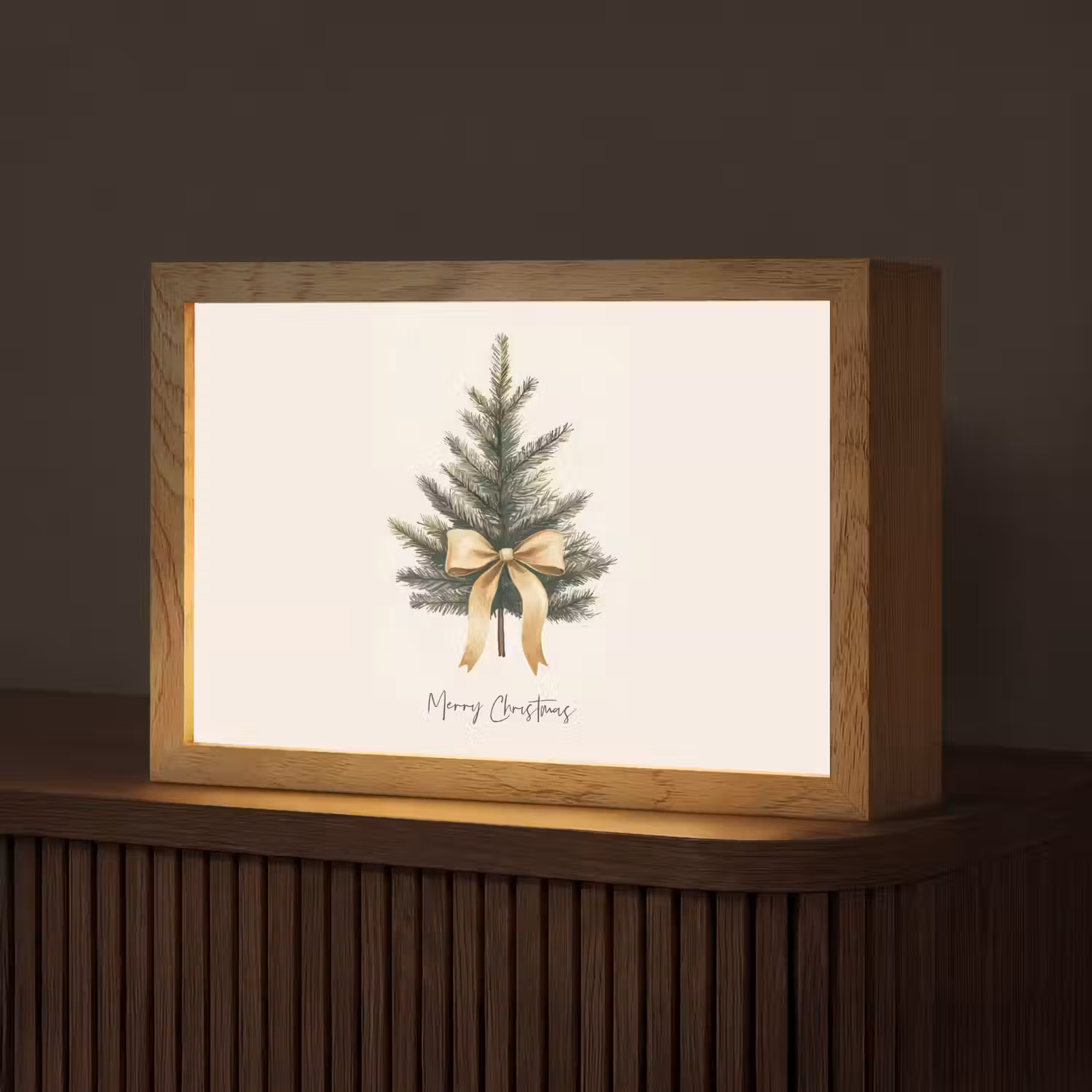 Kerstboom - Kerst - Merry Christmas - Beige Light Box met kabel (Tafellamp) klein -z3d_website
