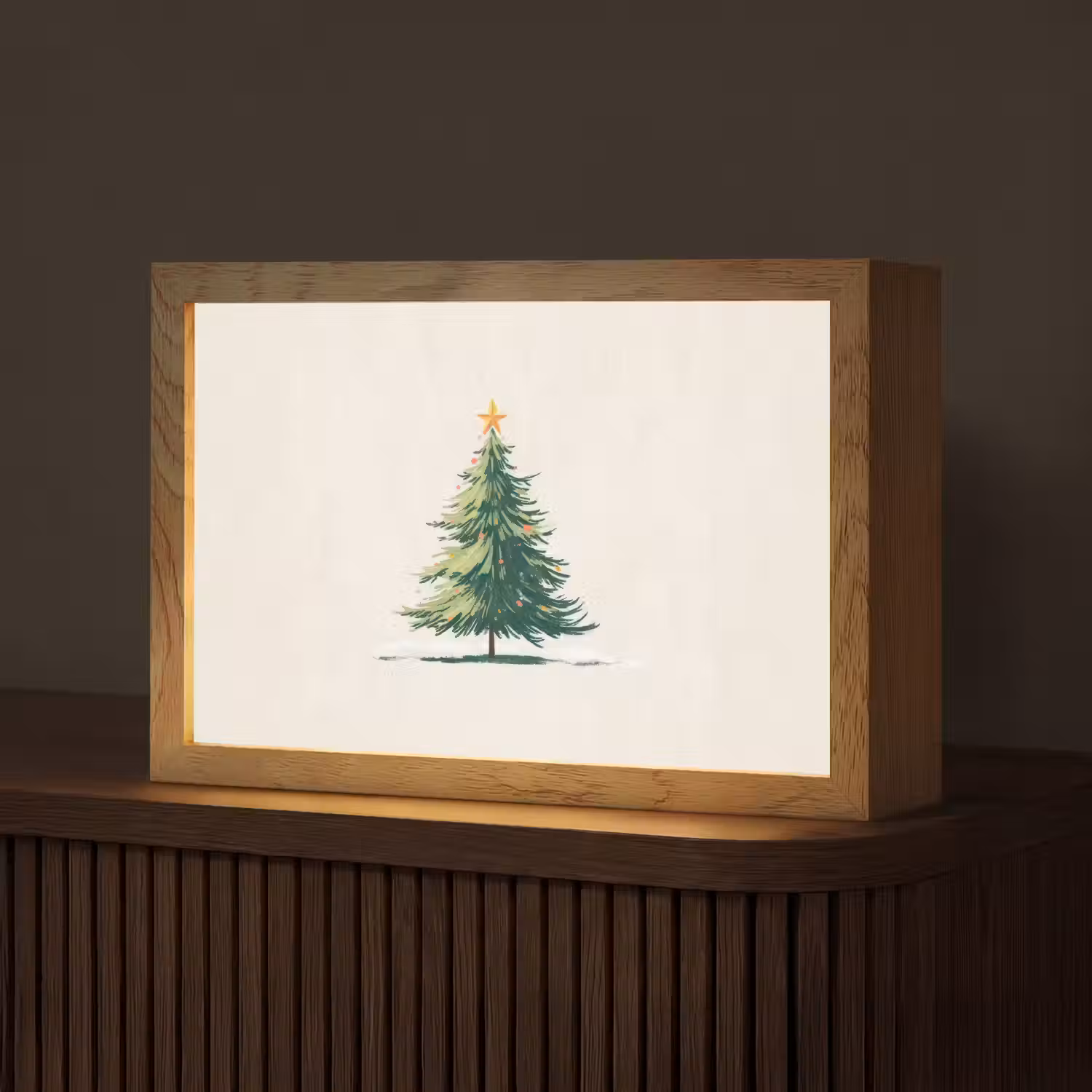 Kerstboom - Illustratie - Ster - Sneeuw Light Box met kabel (Tafellamp) klein -z3d_website