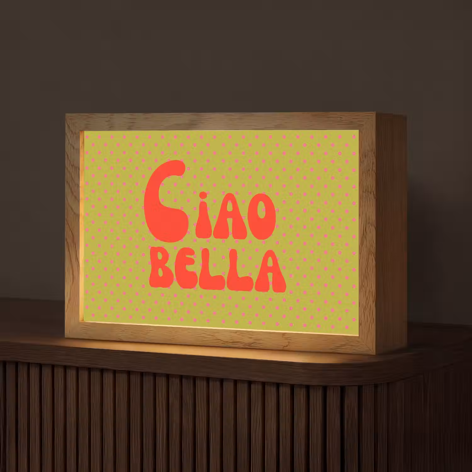 Ciao bella - Rood - Groen - Stippen Light Box met kabel (Tafellamp) klein -z3d_website