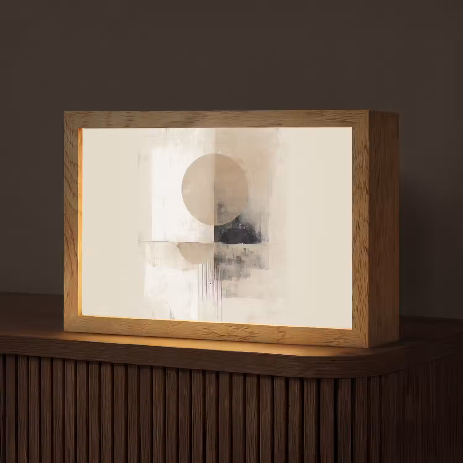 Cirkel - Compositie - Diepte - Beige Light Box met kabel (Tafellamp) klein -z3d_website
