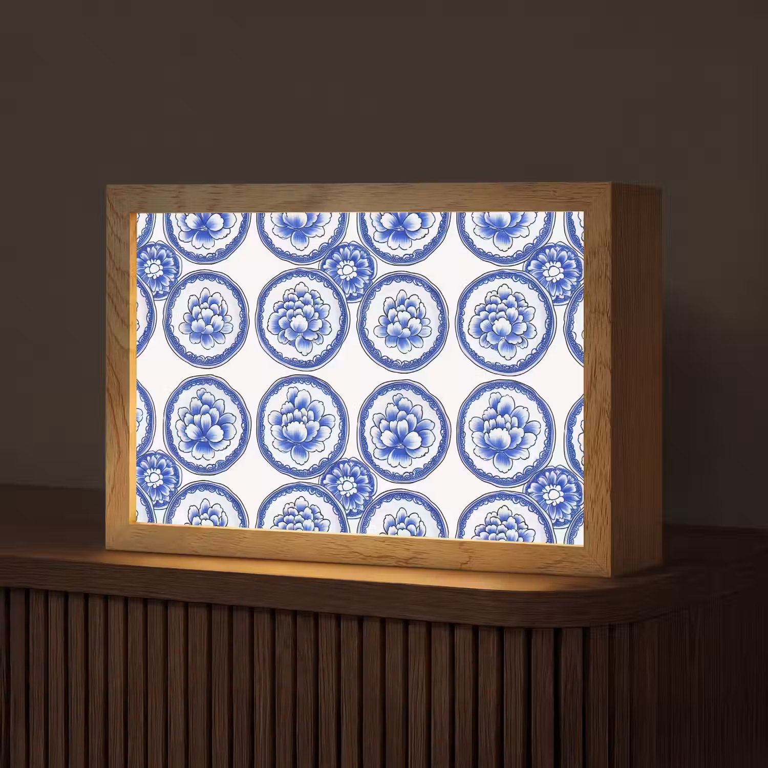 Cirkels - Bloemen - Blauw Light Box met kabel (Tafellamp) klein 924 -z3d_website
