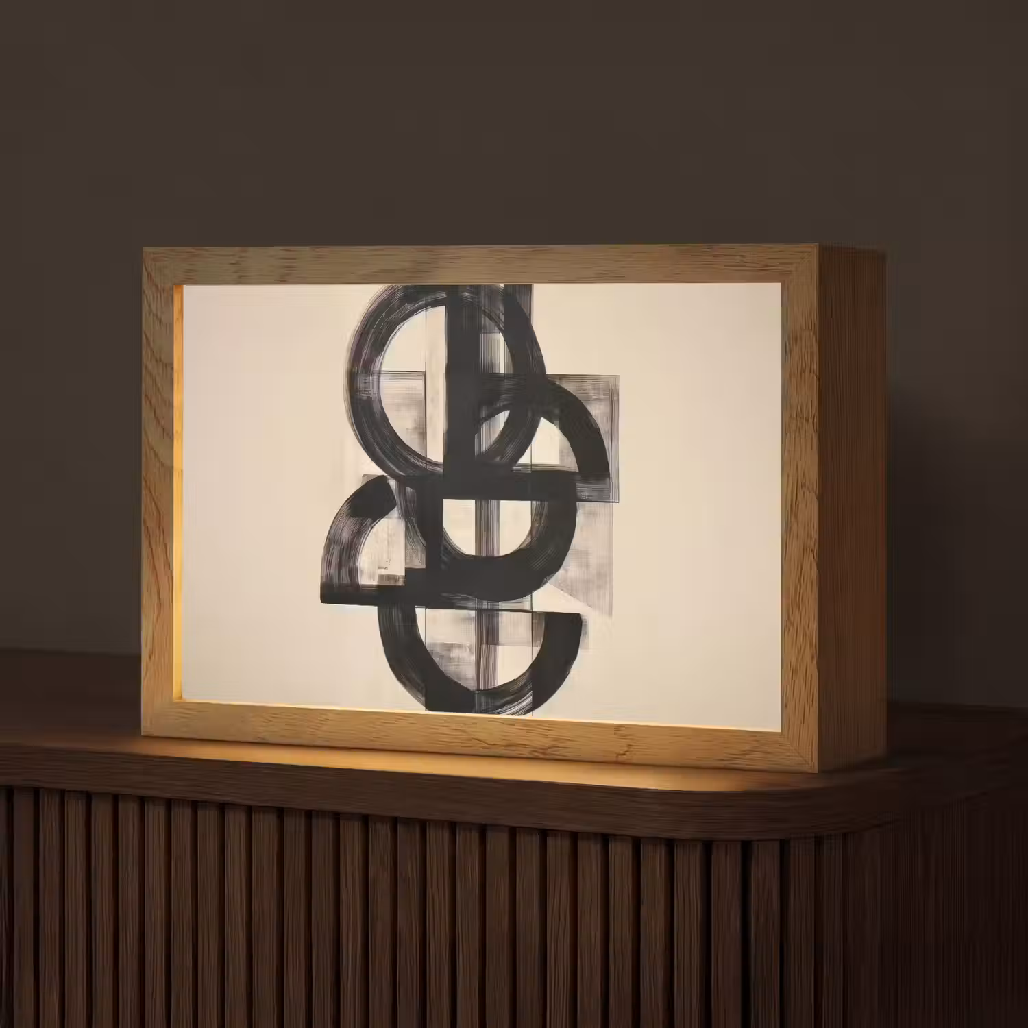 Cirkels - Lijnen - Vormen - Zwart Light Box met kabel (Tafellamp) klein -z3d_website