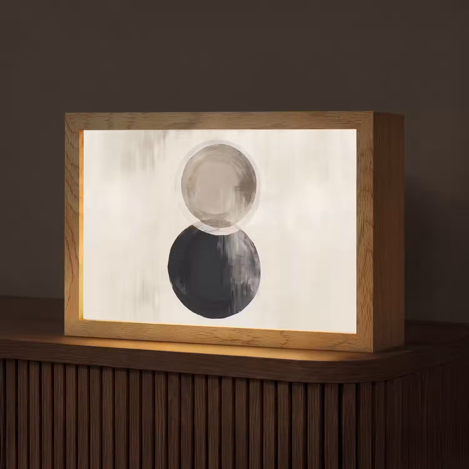 Cirkels - Vorm - Beige - Abstract Light Box met kabel (Tafellamp) klein -z3d_website