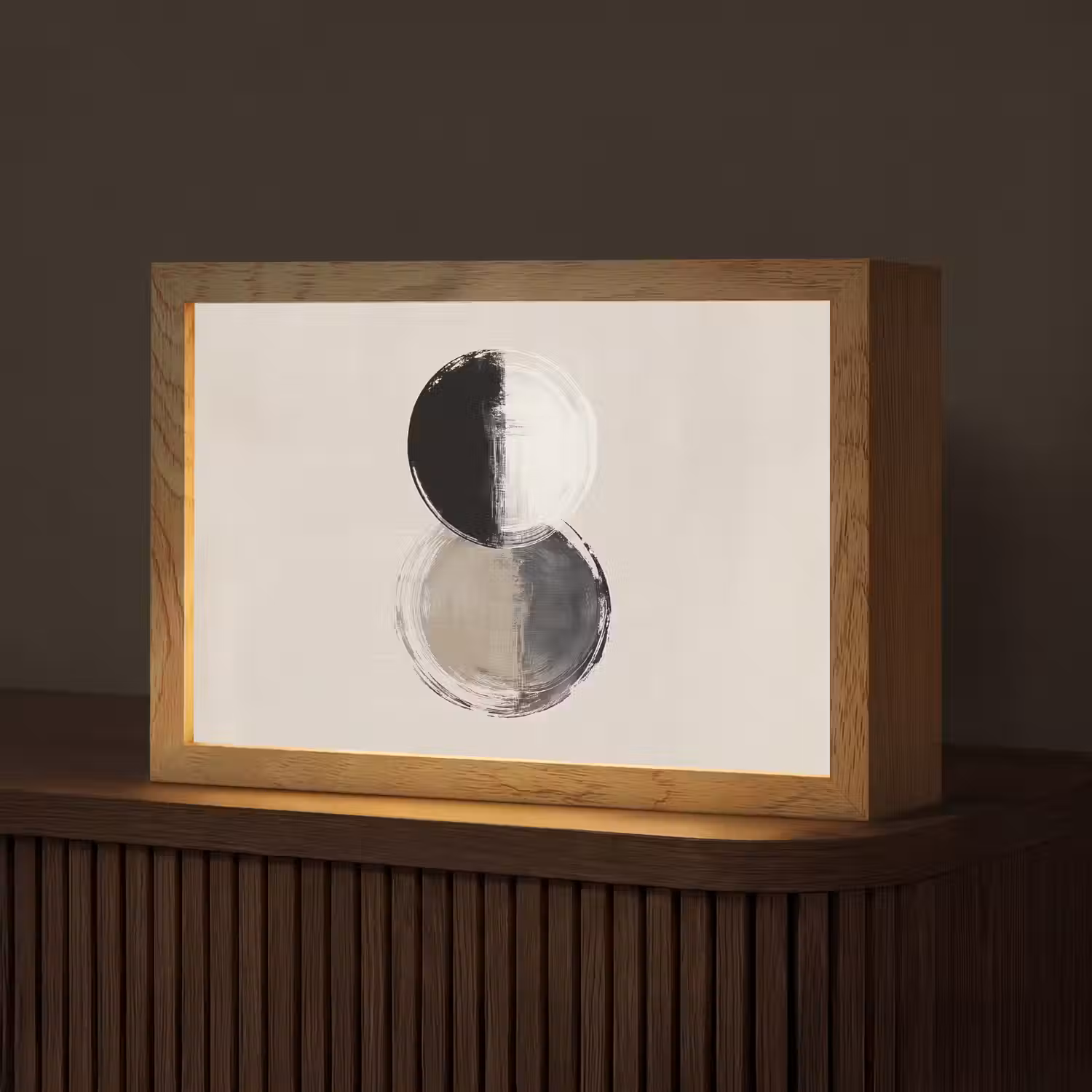 Cirkels - Strepen - Minimalistisch - Zwart Light Box met kabel (Tafellamp) klein -z3d_website