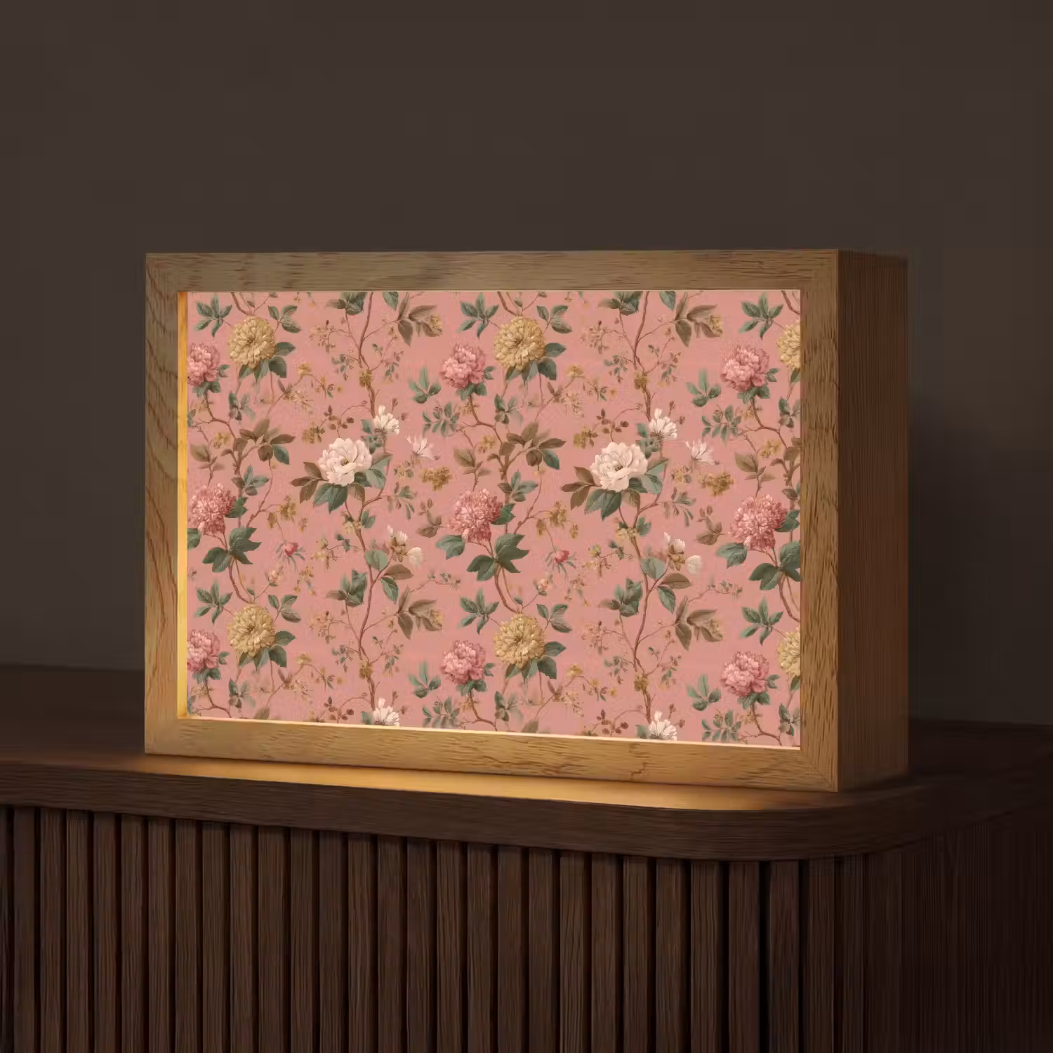 Klassiek - Botanisch - Roze Light Box met kabel (Tafellamp) klein 924 -z3d_website