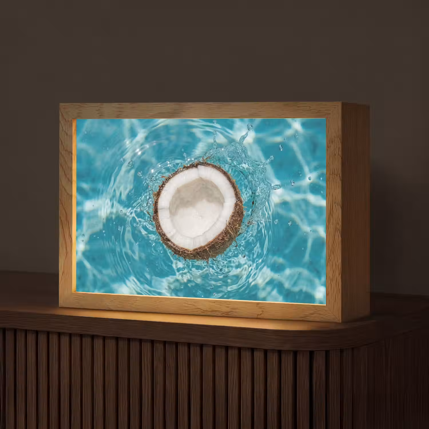Kokosnoot - Water - Wit Light Box met kabel (Tafellamp) klein -z3d_website