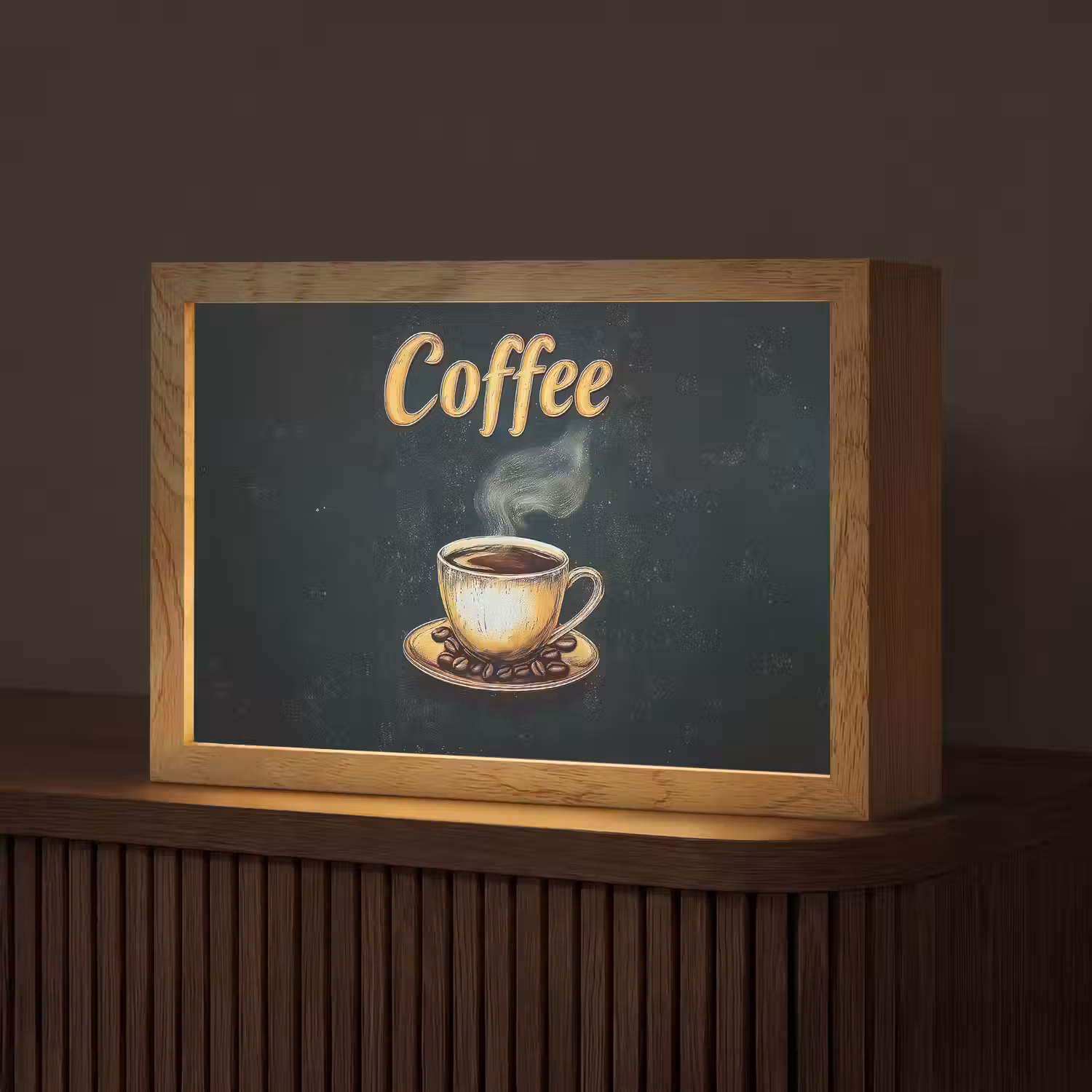 Koffie - Schotel - Koffiebonen - Retro Light Box met kabel (Tafellamp) klein -z3d_website