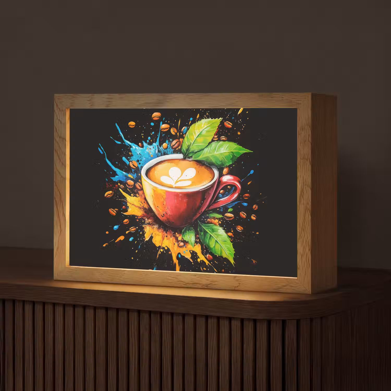 Koffie - Graffiti - Drinken - Abstract Light Box met kabel (Tafellamp) klein -z3d_website
