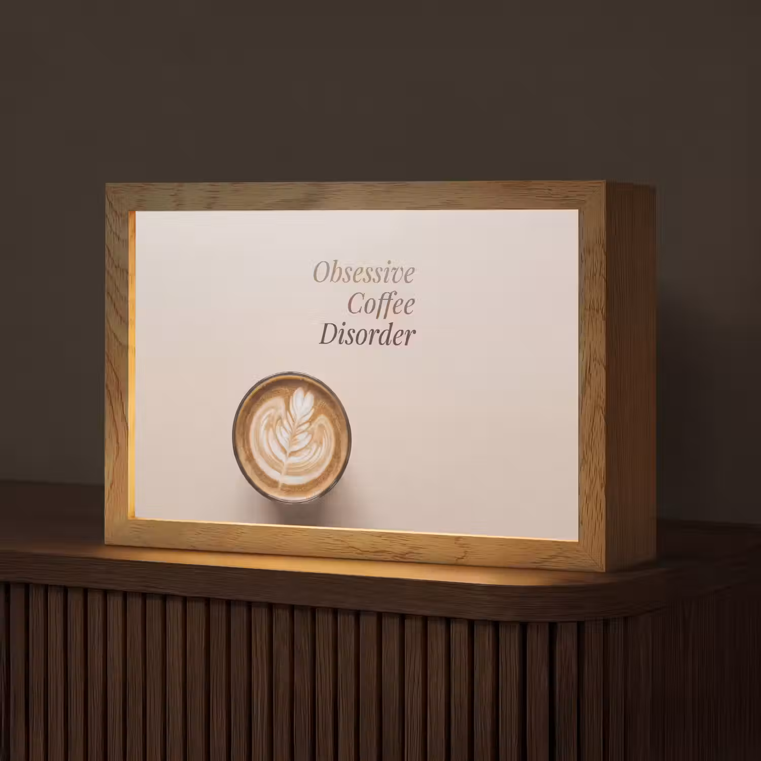 Koffie - Obessive Coffee Disorder - Beige Light Box met kabel (Tafellamp) klein -z3d_website