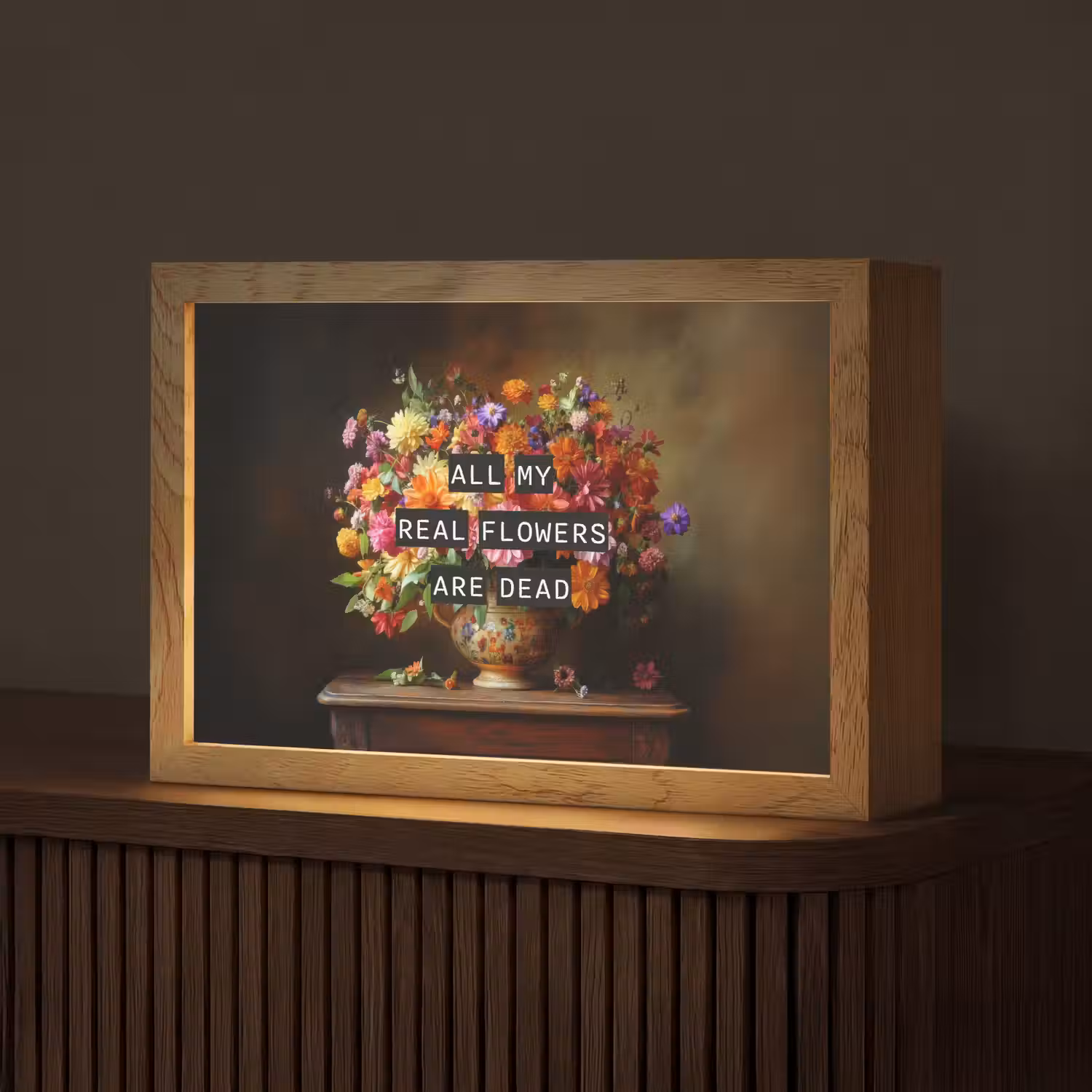 Kleur - Bloemen - Vintage - Bloemenvaas Light Box met kabel (Tafellamp) klein -z3d_website