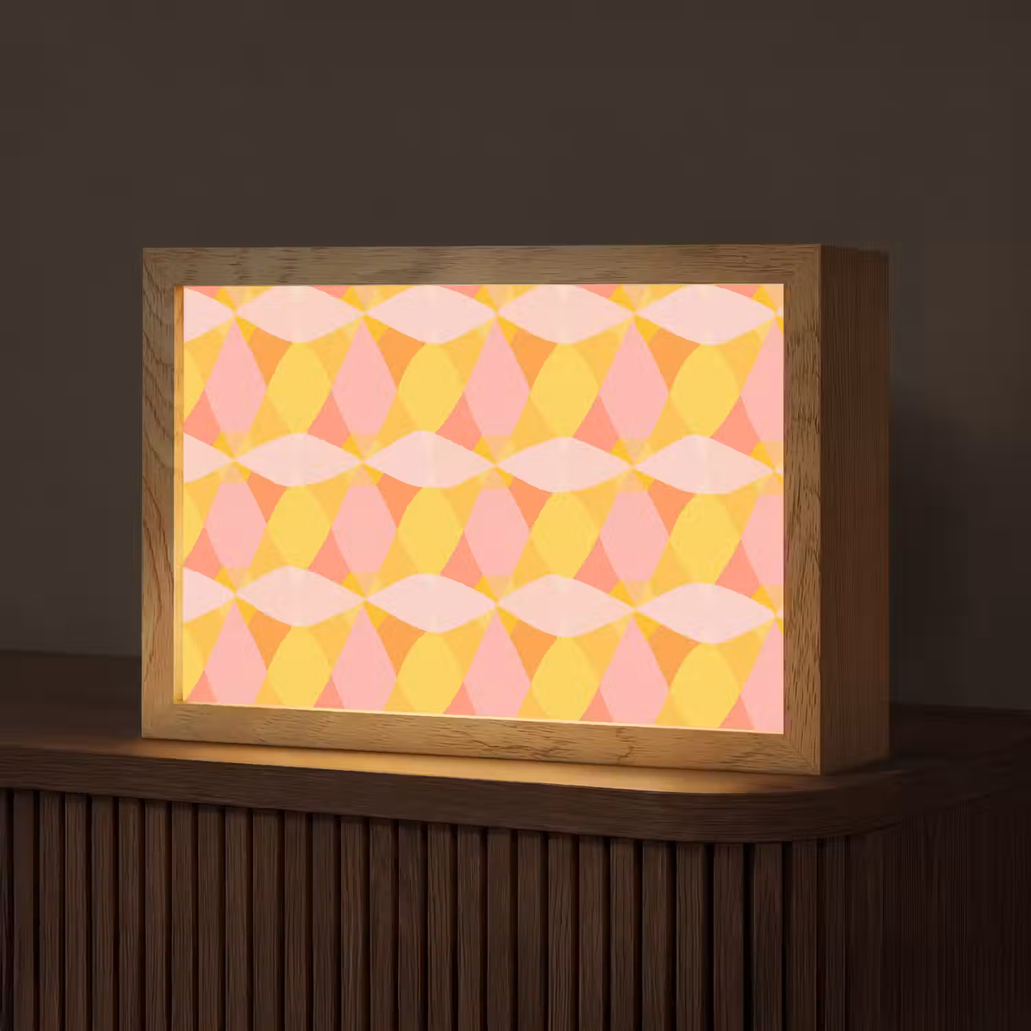 Kleurrijk - Ruitpatroon - Bladvormen Light Box met kabel (Tafellamp) klein 924 -z3d_website