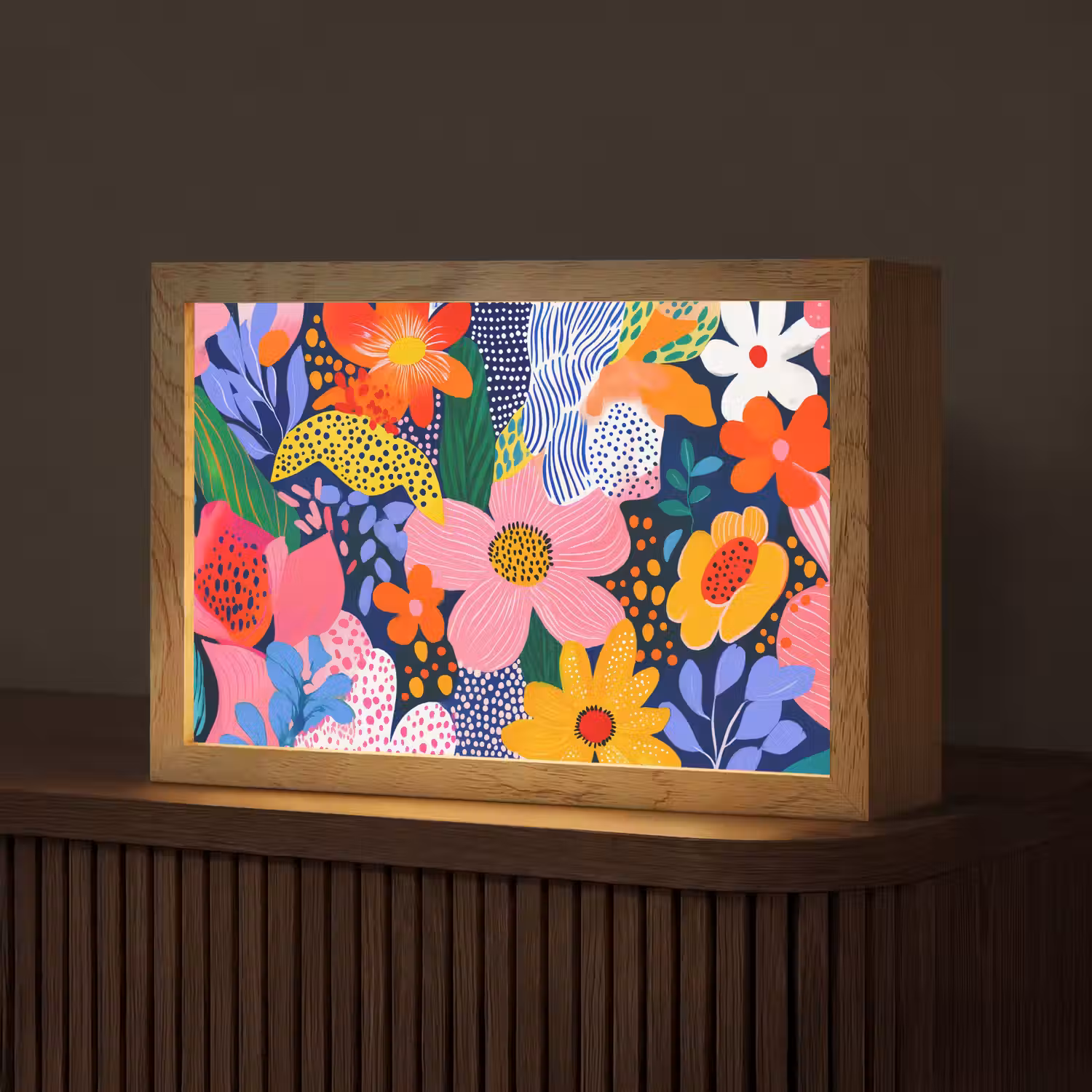 Kleurrijk - Bloemen - Abstract - Stippen Light Box met kabel (Tafellamp) klein -z3d_website