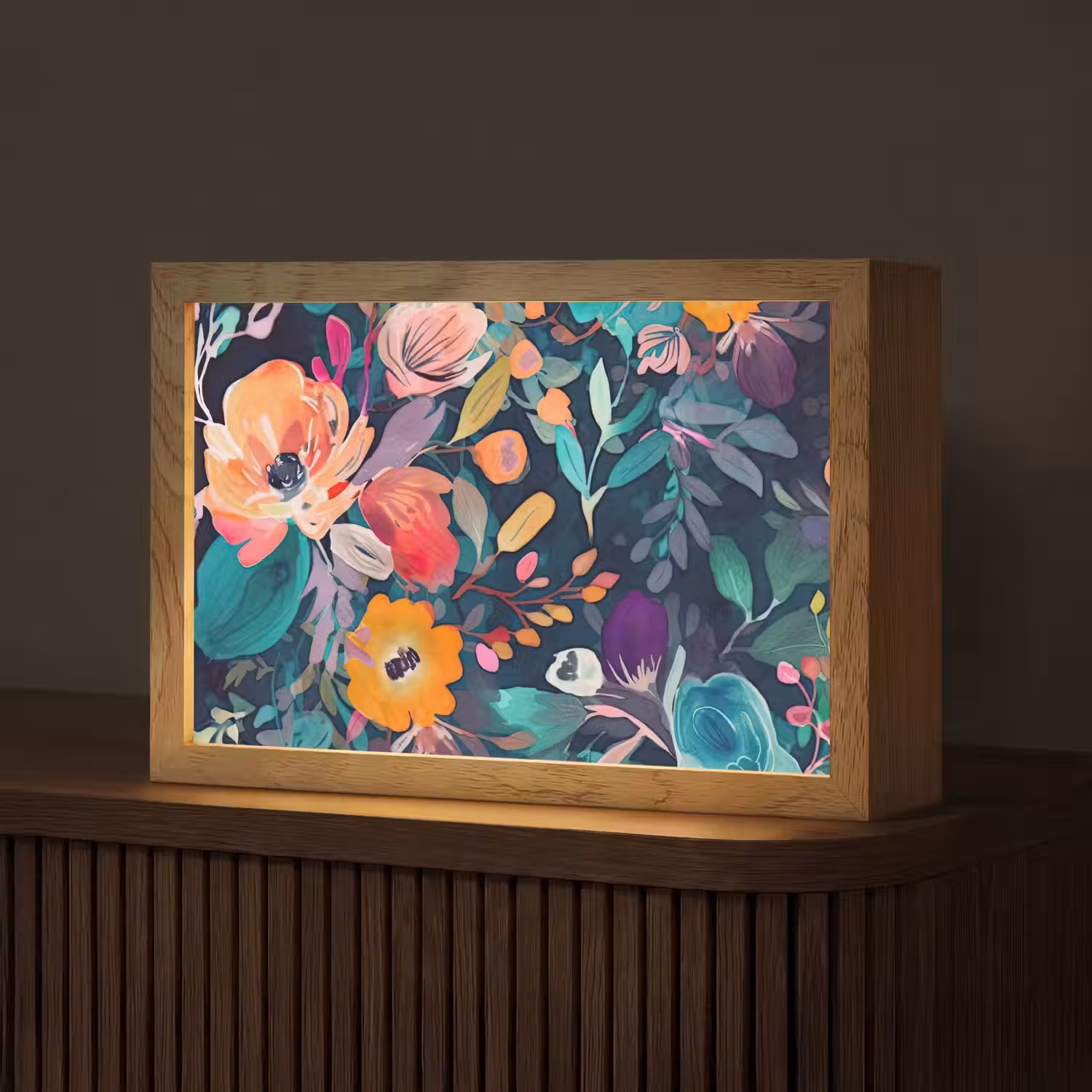 Kleurrijk - Bloemen - Kunst - Natuur - Hippie Light Box met kabel (Tafellamp) klein -z3d_website