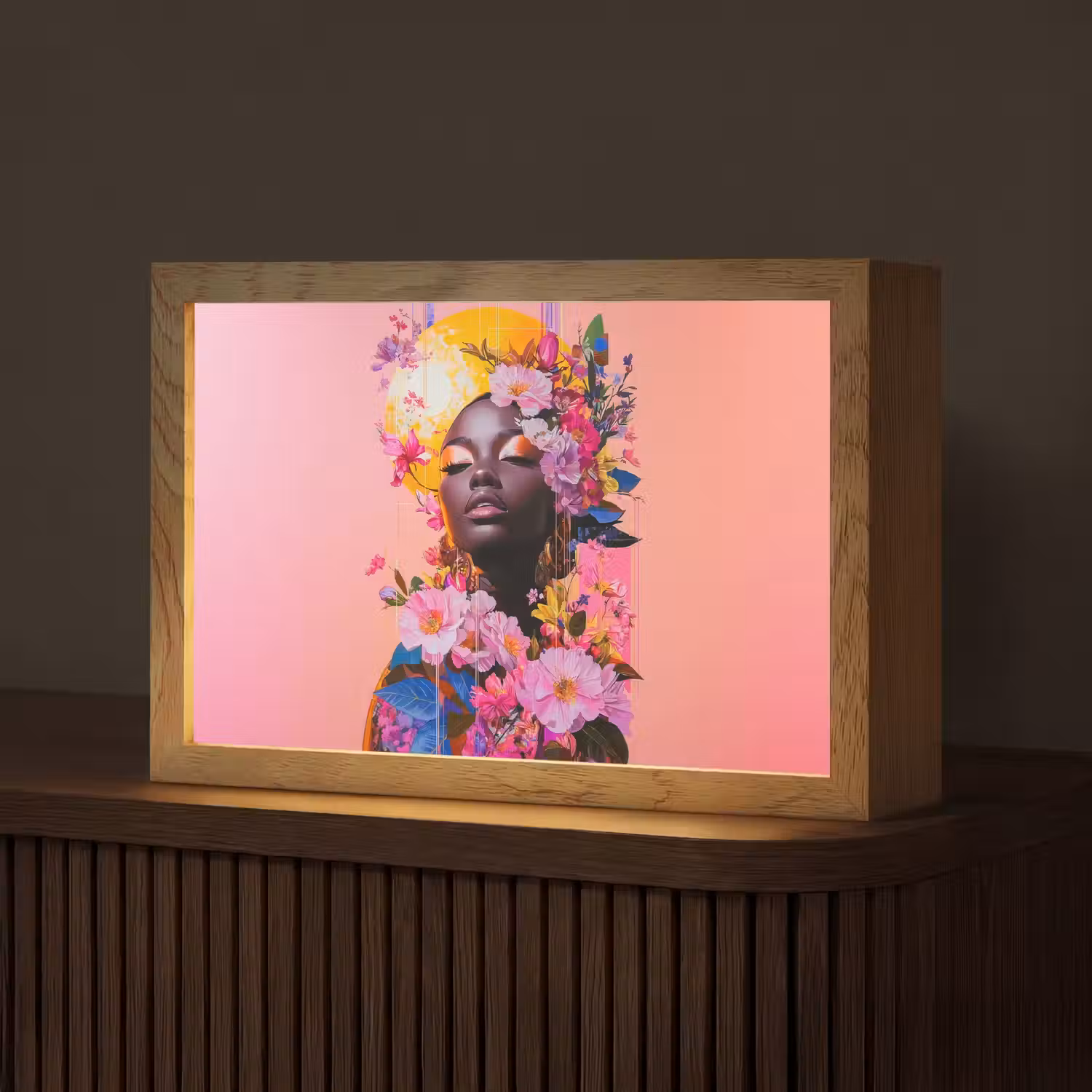 Kleurrijk - Bloemen - Vrouw - Zon Light Box met kabel (Tafellamp) klein -z3d_website