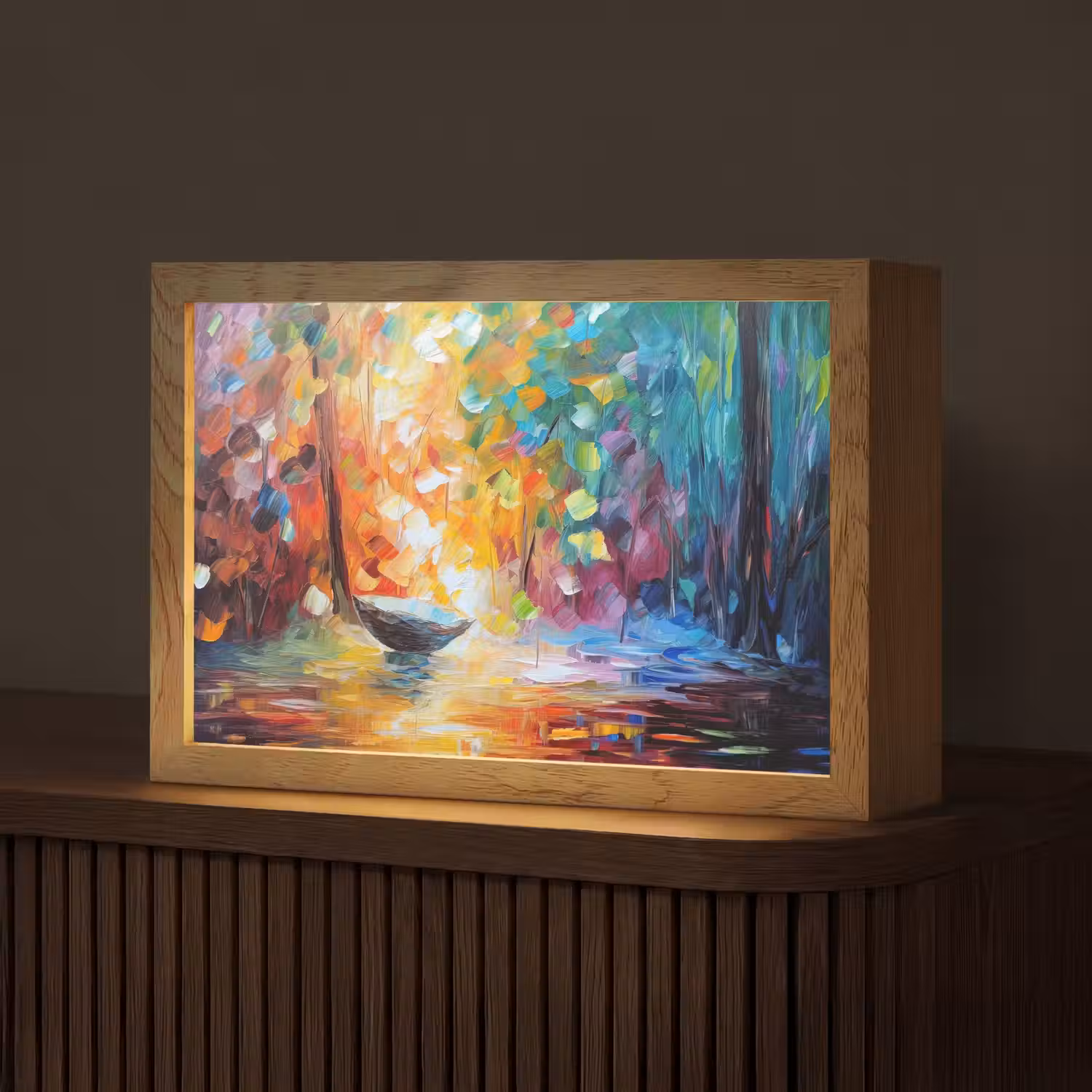 Kleurrijk - Olieverf - Water - Boot Light Box met kabel (Tafellamp) klein -z3d_website