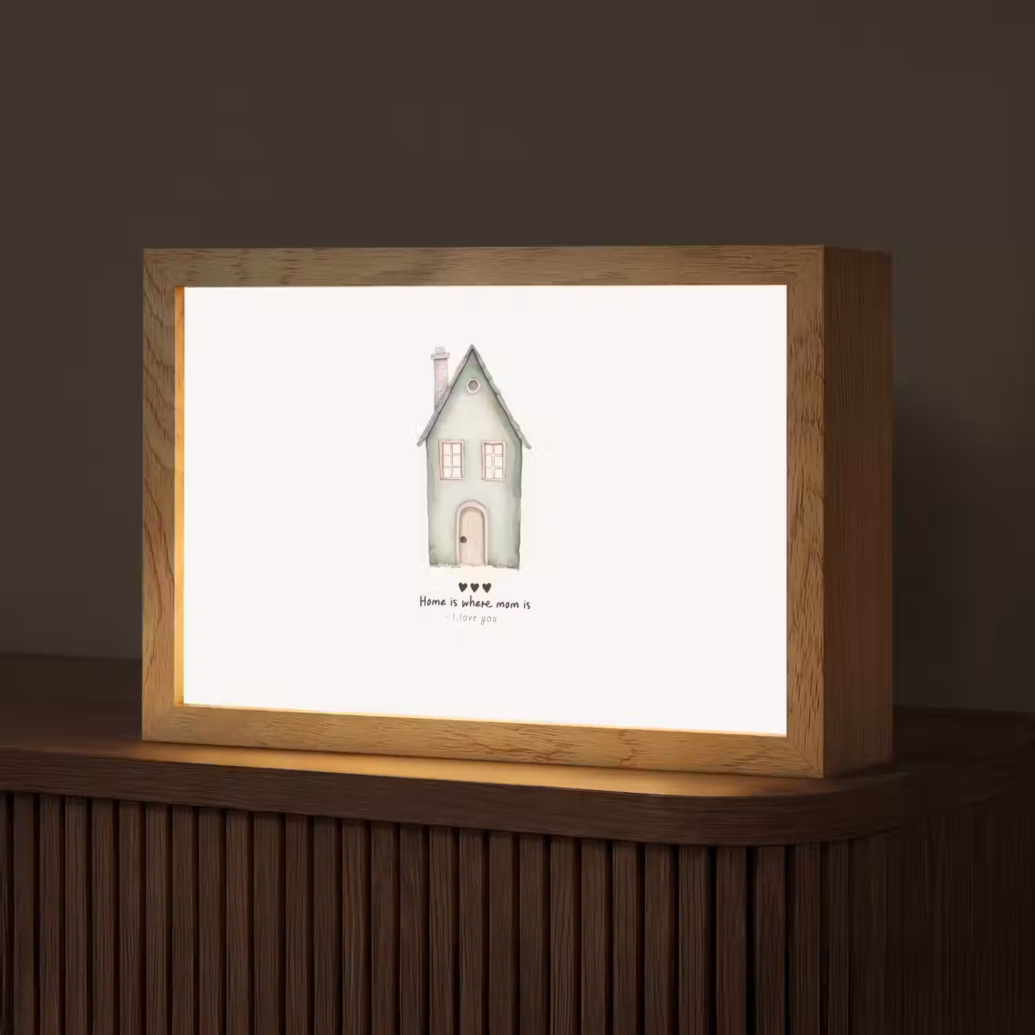 Huisje - Groen - Tekst - Liefdevol Light Box met kabel (Tafellamp) klein -z3d_website