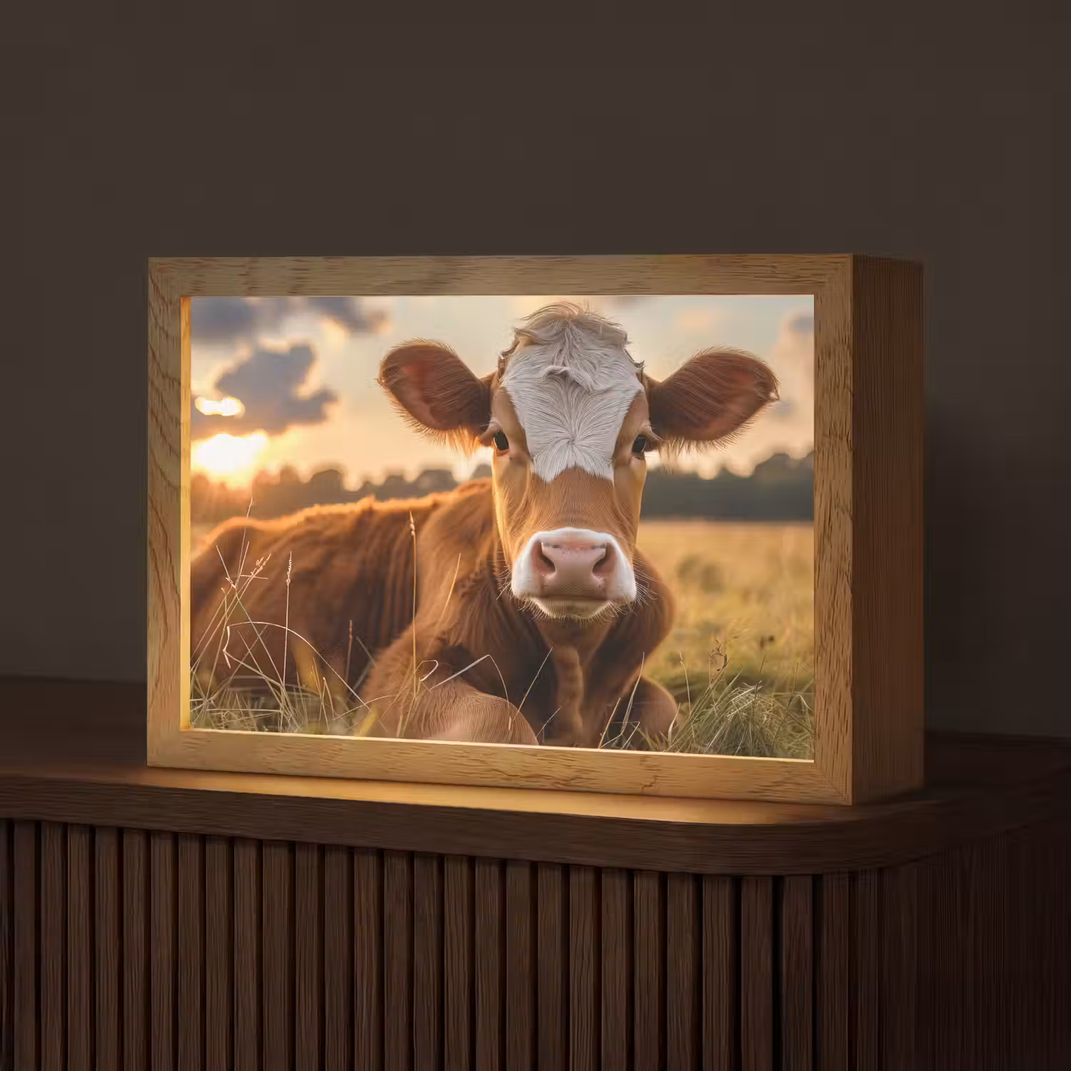 Koe - Dier - Weiland - Gras - Dieren - Natuur Light Box met kabel (Tafellamp) klein -z3d_website