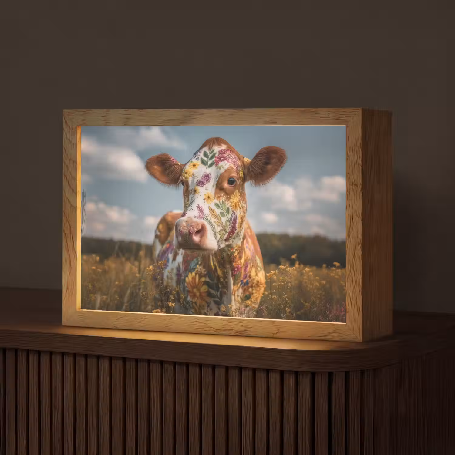 Koe - Bloemen - Weiland Light Box met kabel (Tafellamp) klein -z3d_website