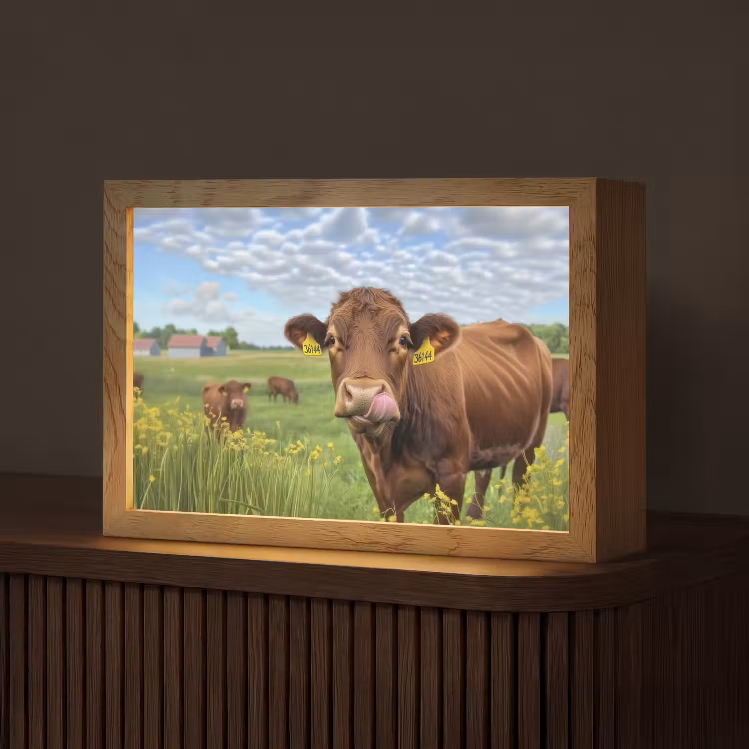 Koe - Weide - Bloemen Light Box met kabel (Tafellamp) klein -z3d_website
