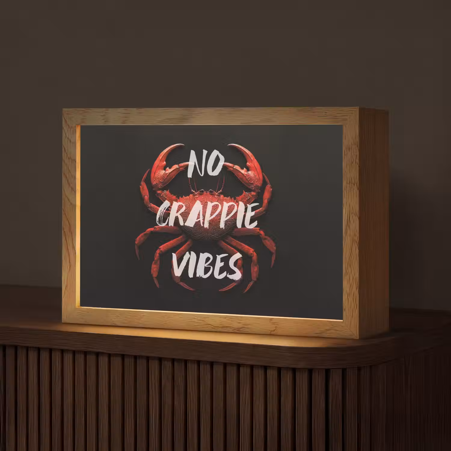 Krab - Rood - Tekst - Zwart Light Box met kabel (Tafellamp) klein -z3d_website