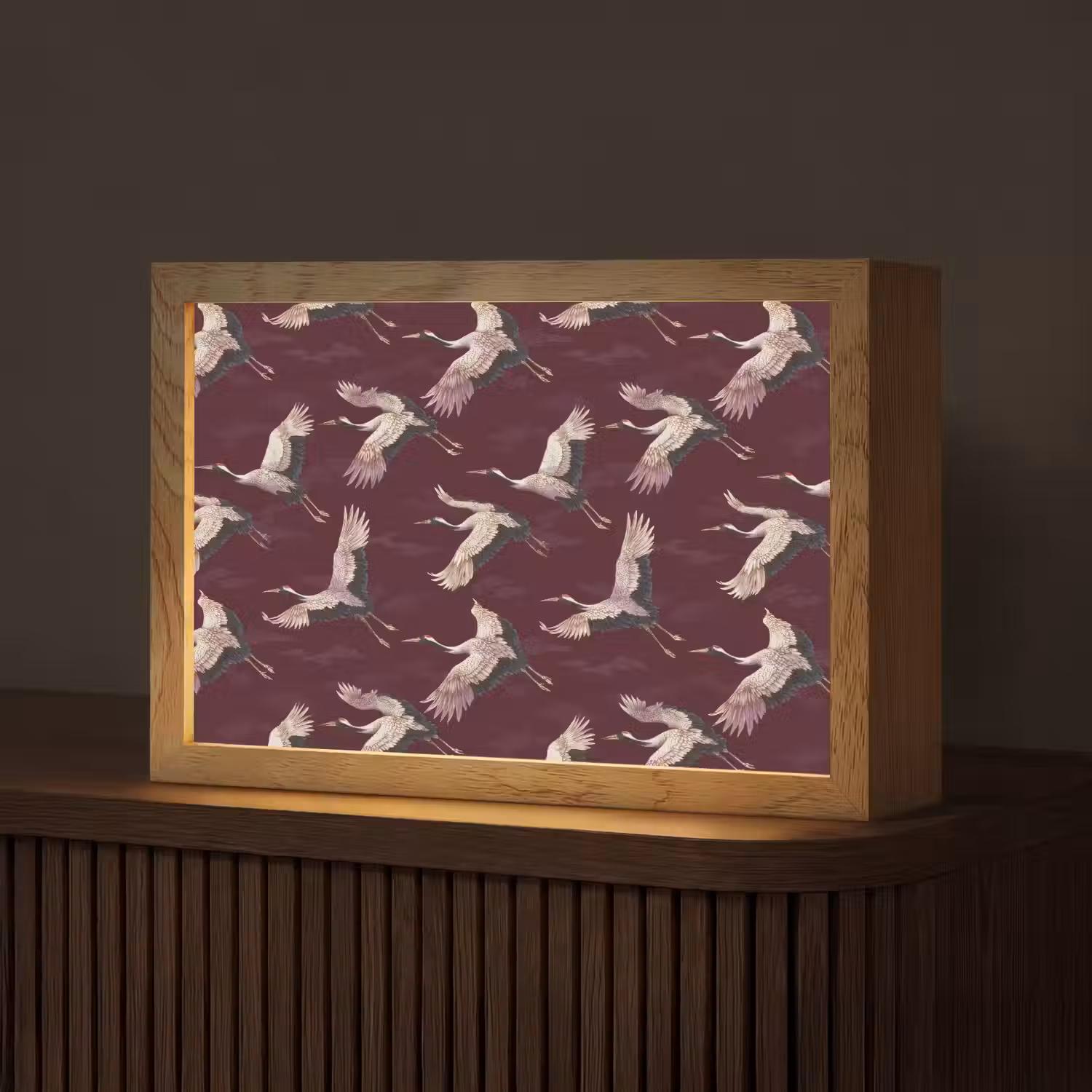Kraanvogels - Klassiek - Bordeaux Light Box met kabel (Tafellamp) klein 924 -z3d_website