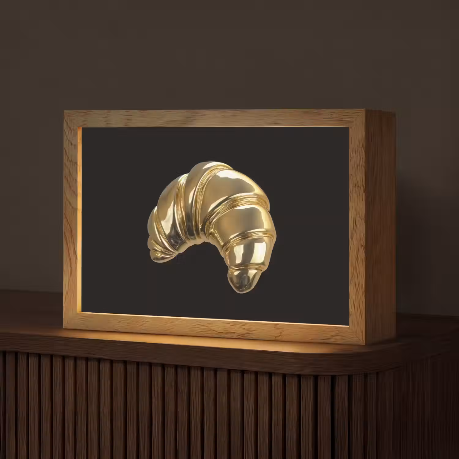 Croissant - Brood - Goud - Zwart Light Box met kabel (Tafellamp) klein -z3d_website
