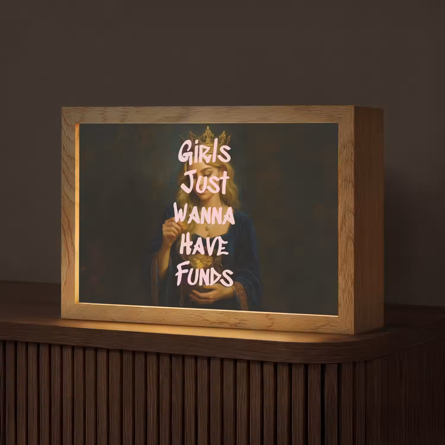 Kroon - Vrouw - Jurk - Opvallend Light Box met kabel (Tafellamp) klein -z3d_website