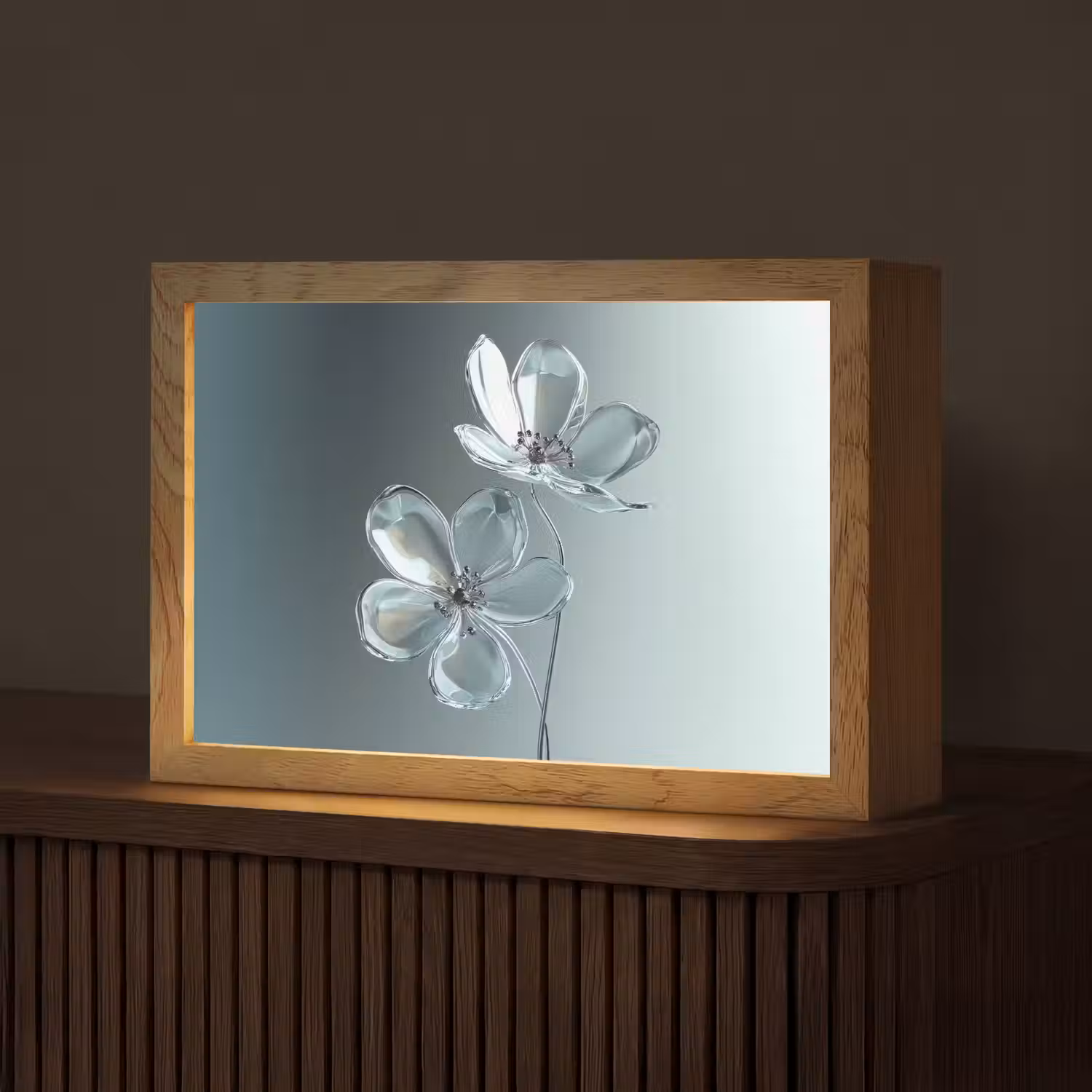 Kristal - Bloemen - Grijs Light Box met kabel (Tafellamp) klein -z3d_website