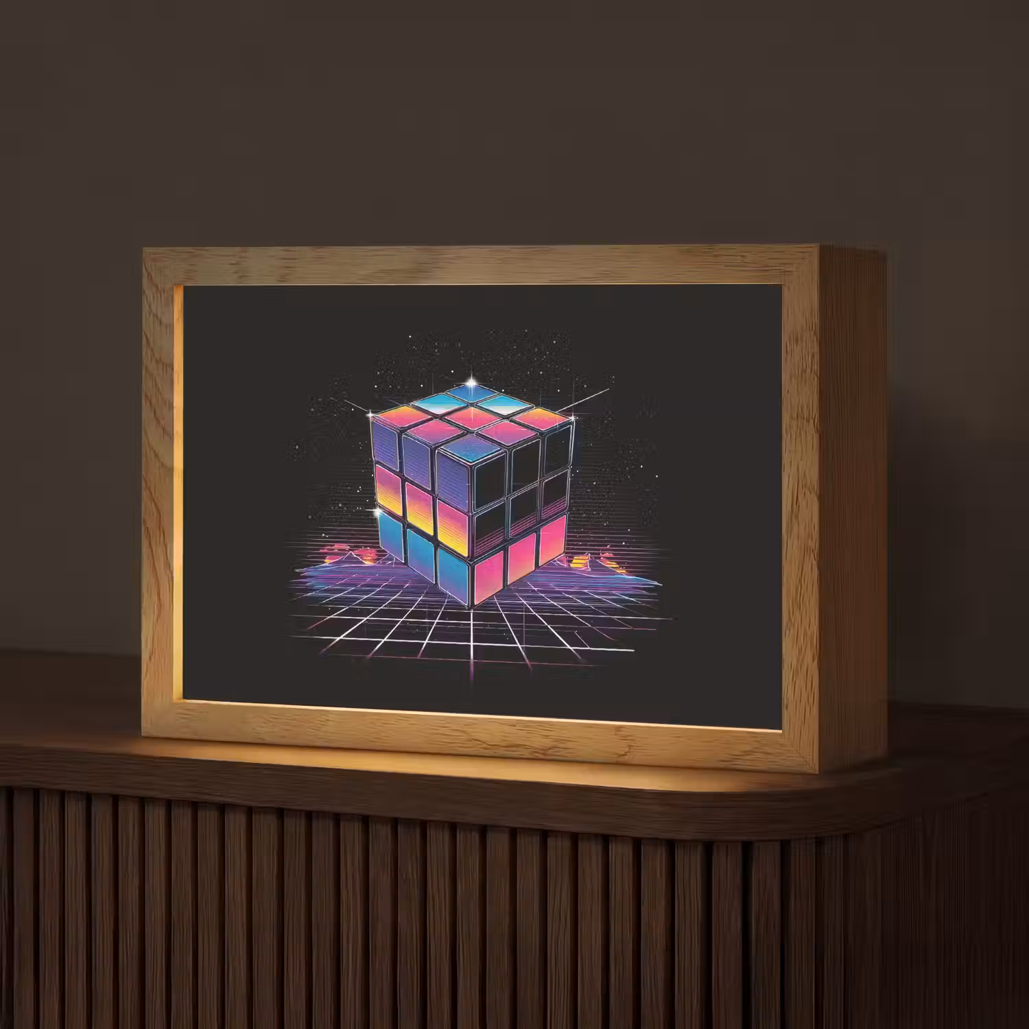 Kubus - Kleurrijk - Raster Light Box met kabel (Tafellamp) klein -z3d_website