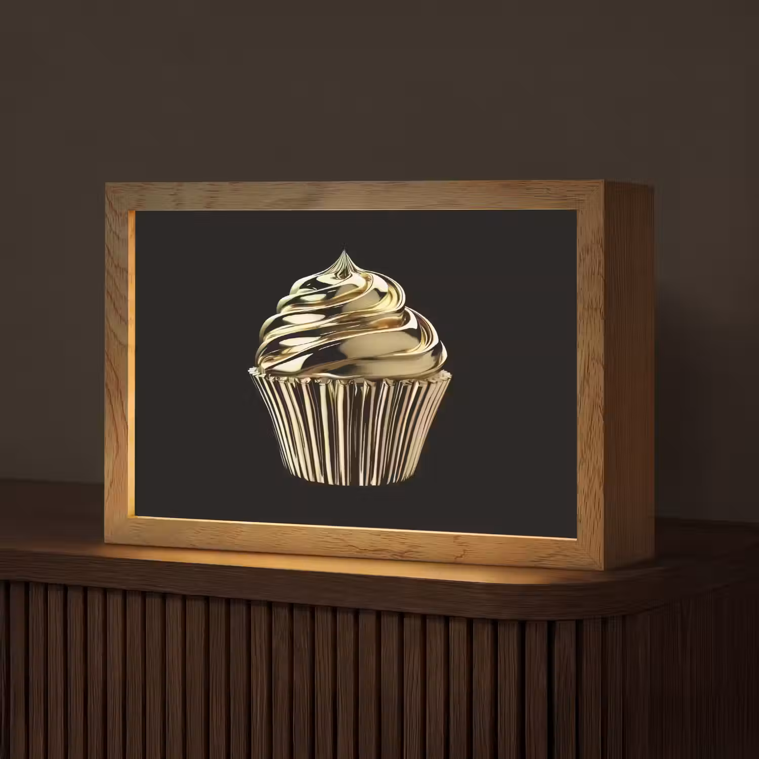Cupcake - Eten - Goud - Zwart Light Box met kabel (Tafellamp) klein -z3d_website