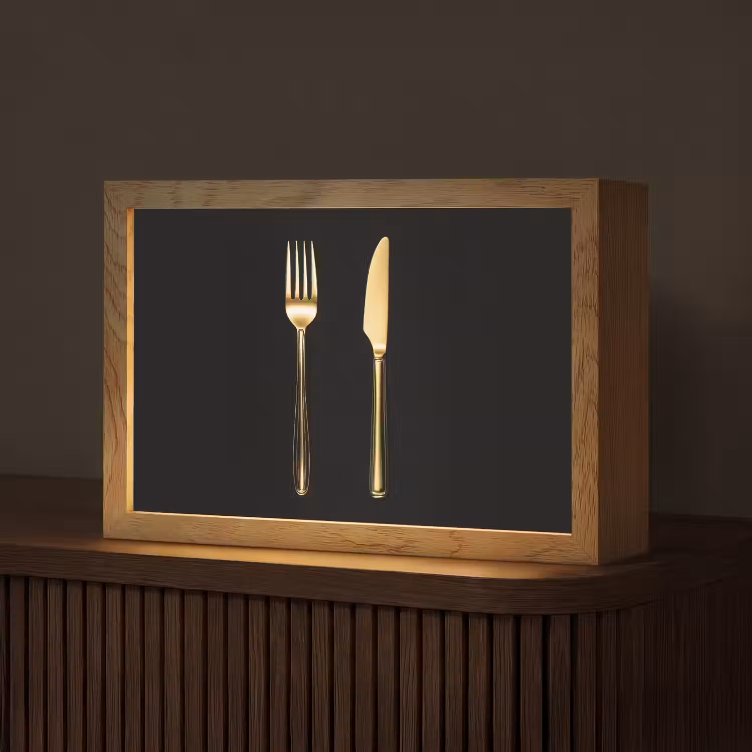 Bestek - Goud - Mes - Vork Light Box met kabel (Tafellamp) klein -z3d_website