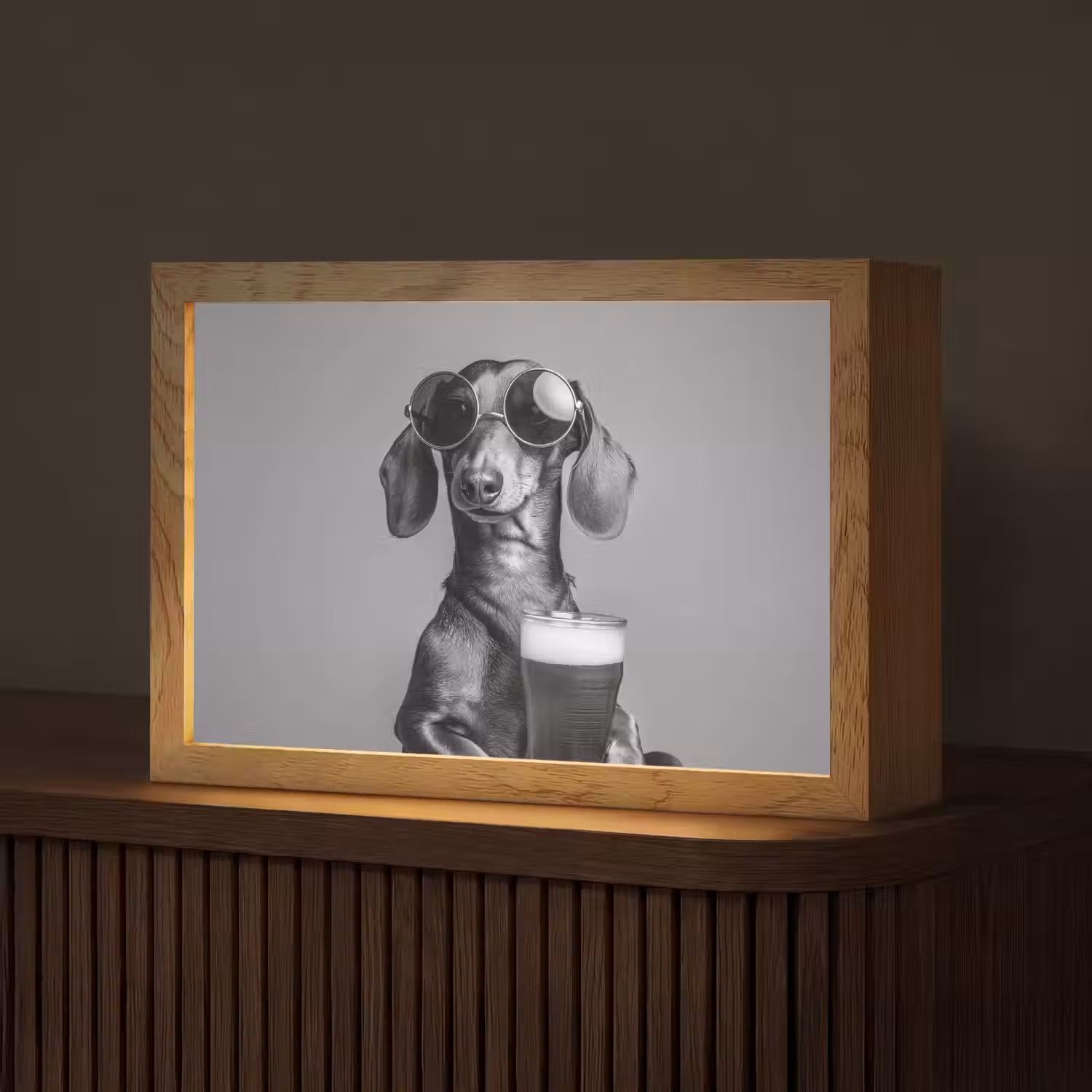 Teckel - Bier - Glas - Bril Light Box met kabel (Tafellamp) klein -z3d_website