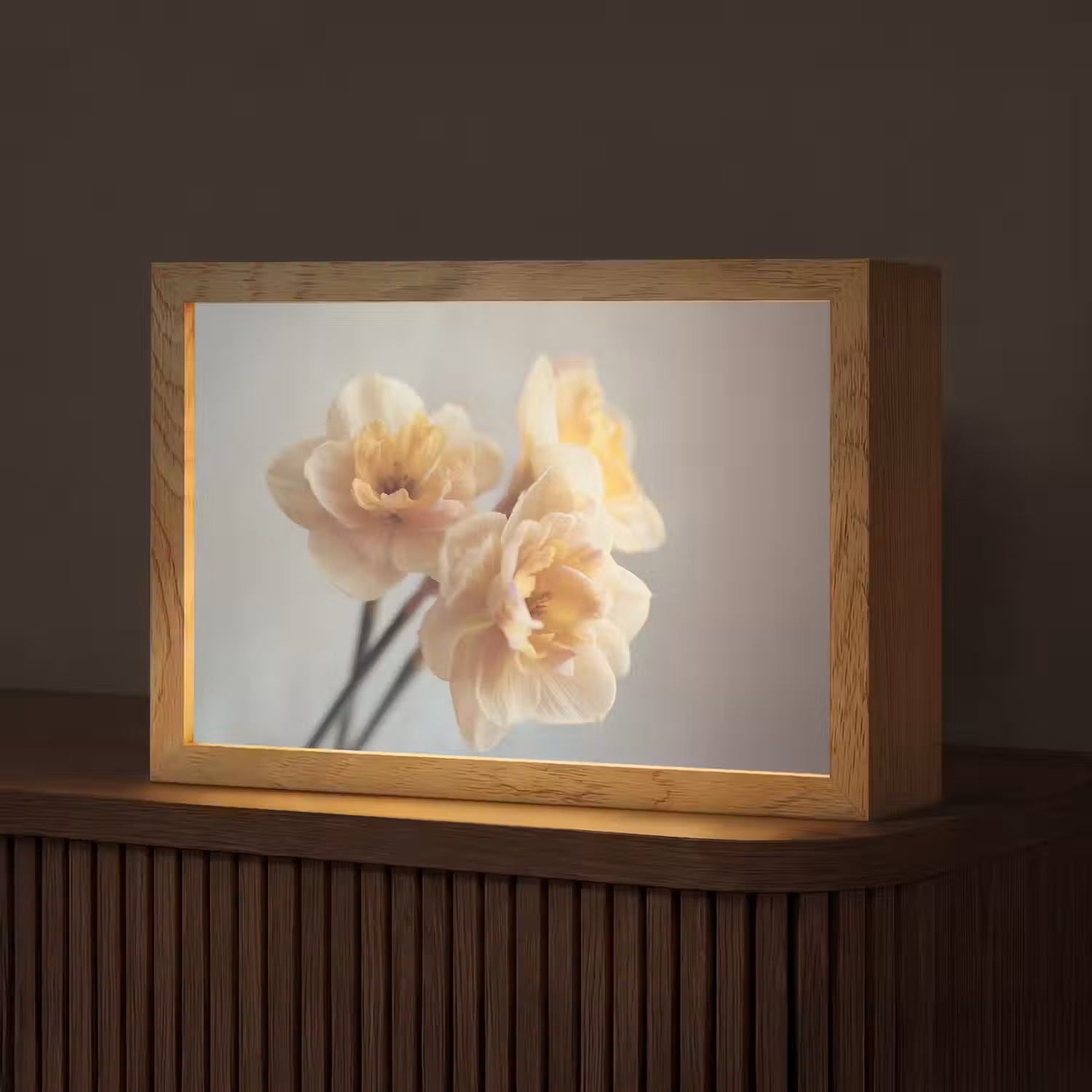Narcissen - Geel - Bloemblaadjes Light Box met kabel (Tafellamp) klein -z3d_website