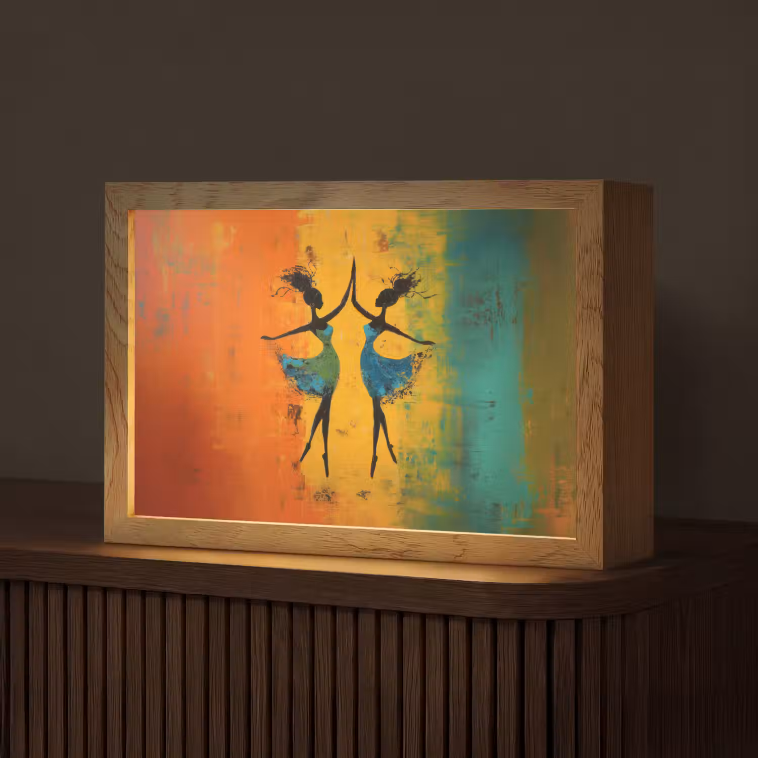 Dansen - Vrouwen - Verfstructuur Light Box met kabel (Tafellamp) klein -z3d_website