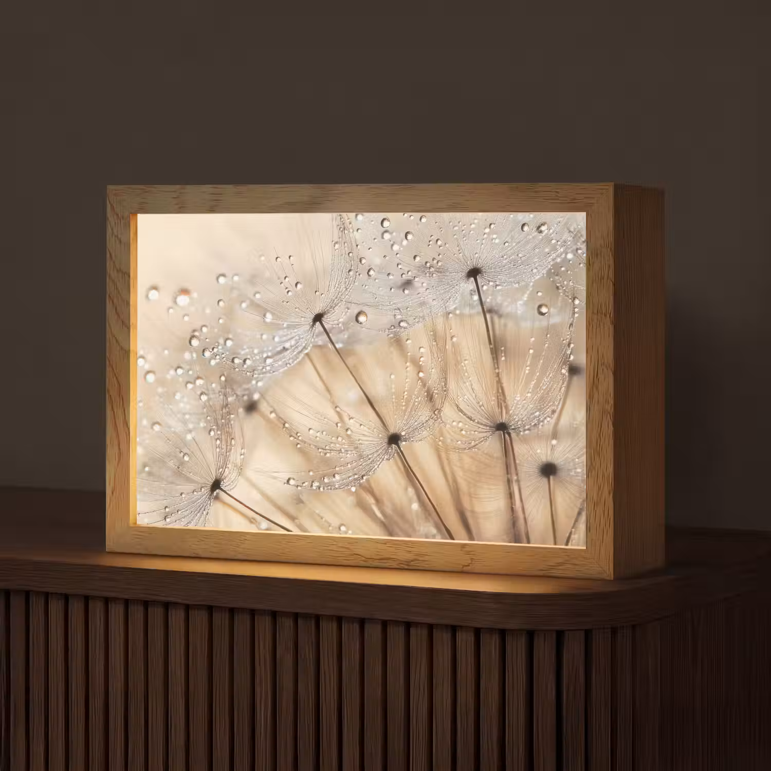 Paardenbloem - Abstract - Natuur - Beige Light Box met kabel (Tafellamp) klein -z3d_website