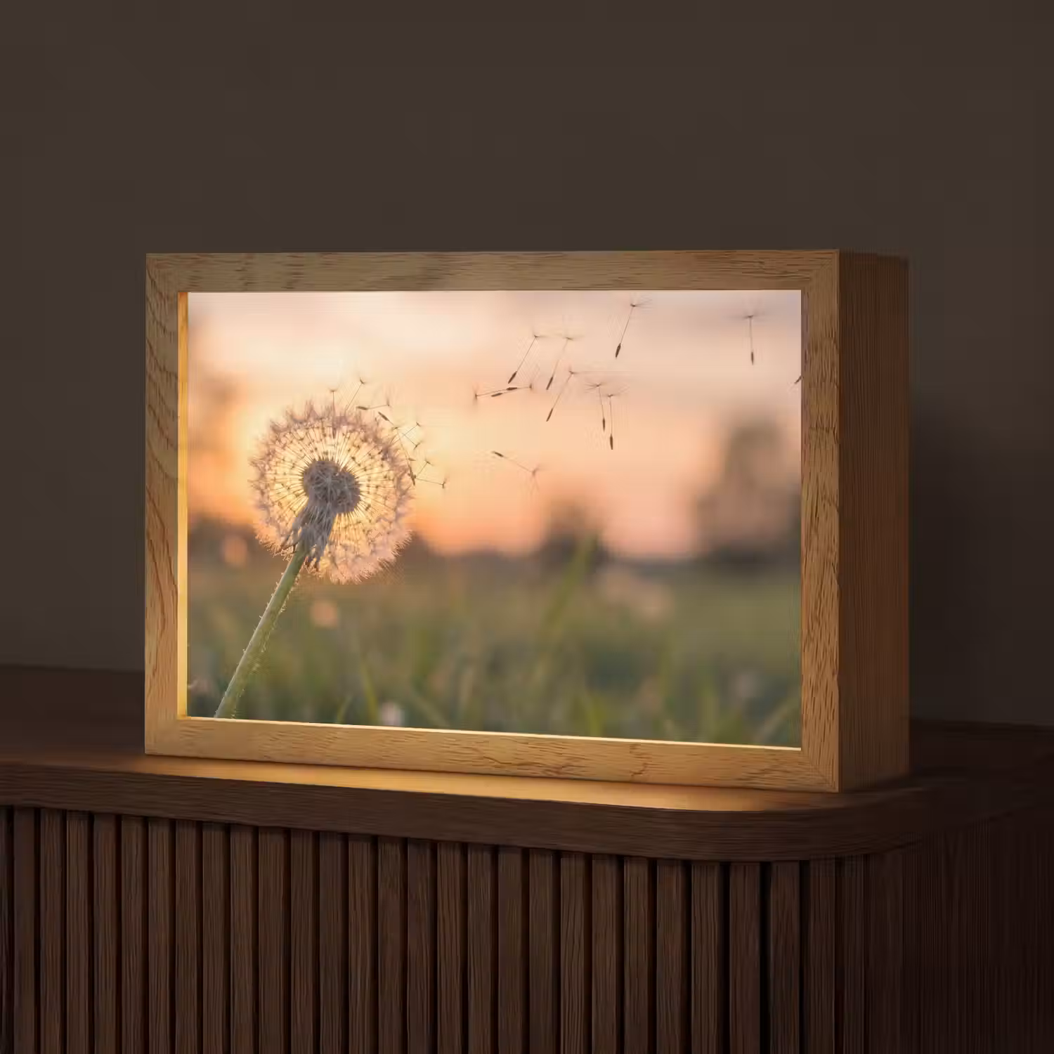 Paardenbloem - Zonsondergang - Veld Light Box met kabel (Tafellamp) klein -z3d_website