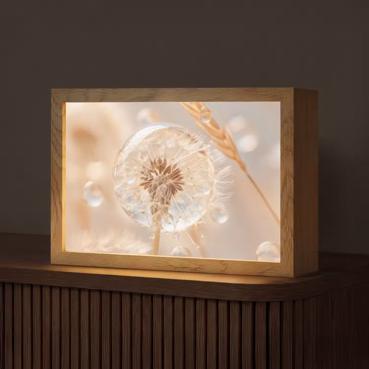 Paardenbloem - Water - Natuur - Stilleven - Modern Light Box met kabel (Tafellamp) klein -z3d_website