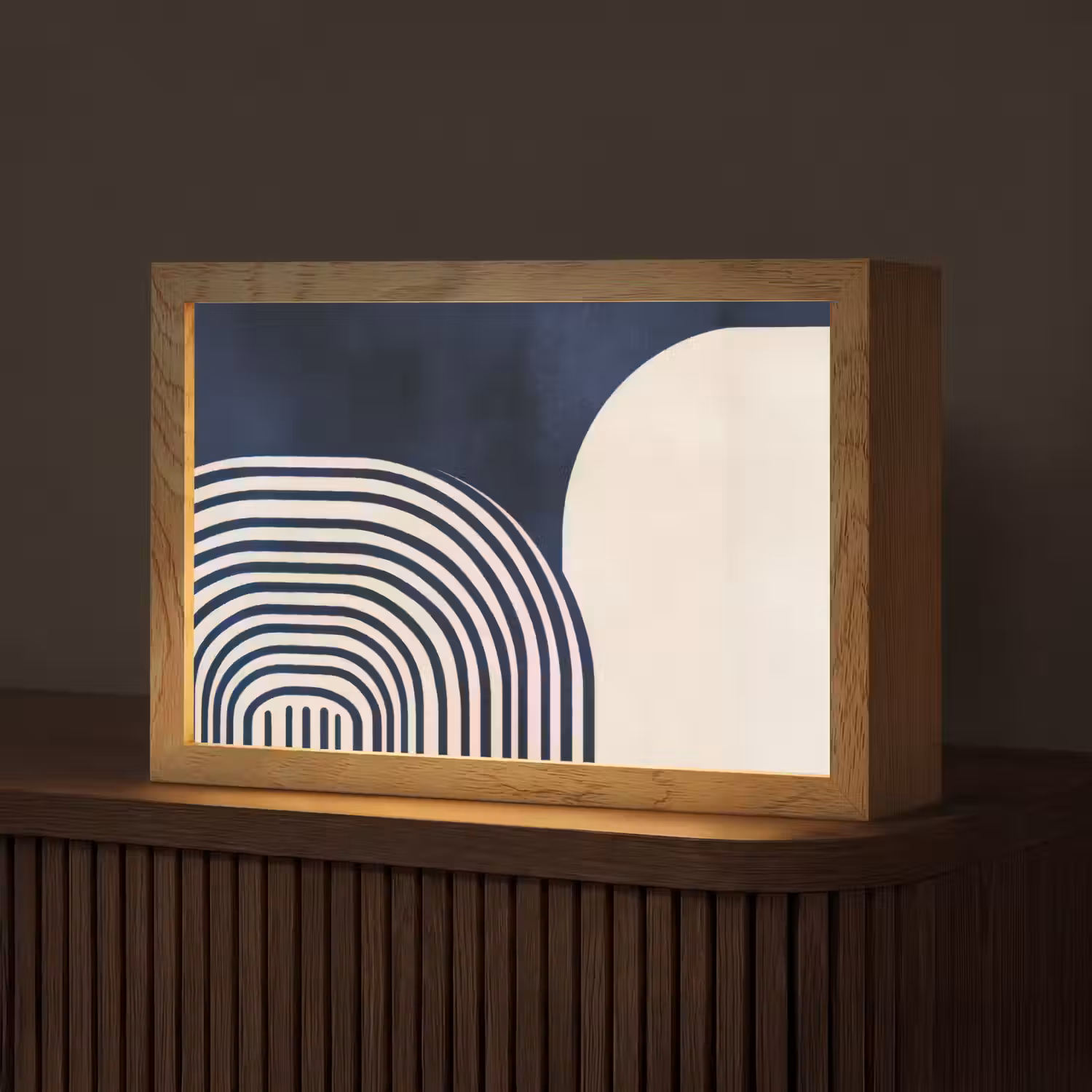 Donkerblauw - Abstract - Lijnen Light Box met kabel (Tafellamp) klein -z3d_website