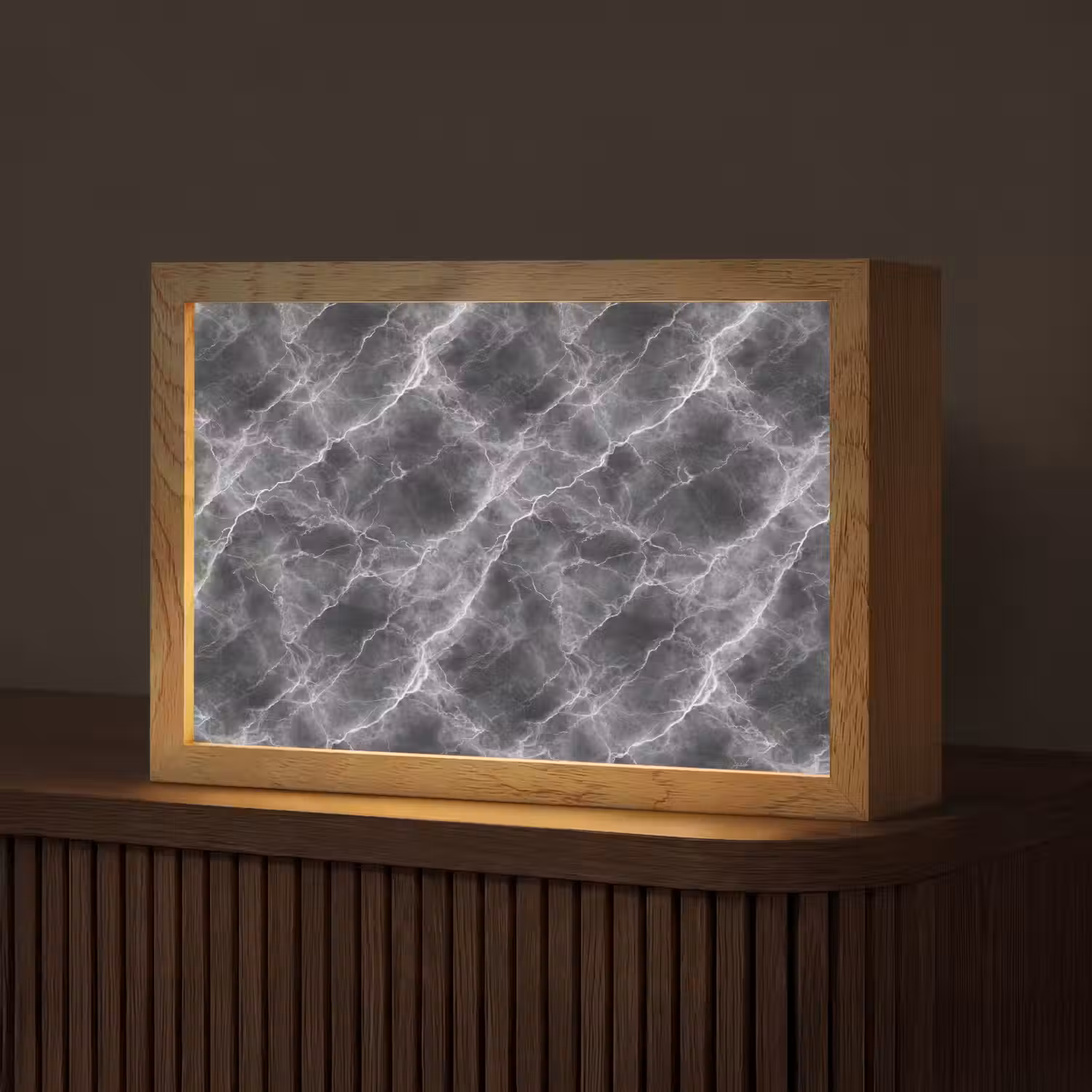 Donkergrijs - Bliksem - Marmer Light Box met kabel (Tafellamp) klein 924 -z3d_website