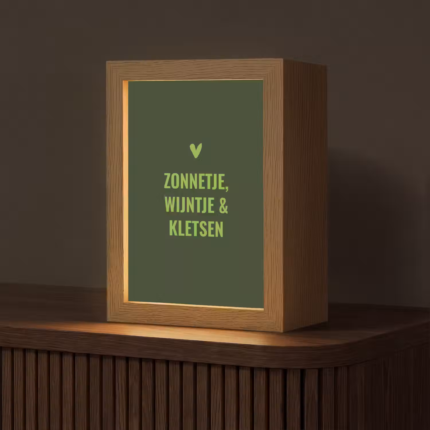 Donkergroen - Quote - Zon - Zomer Light Box met kabel (Tafellamp) klein -z3d_website
