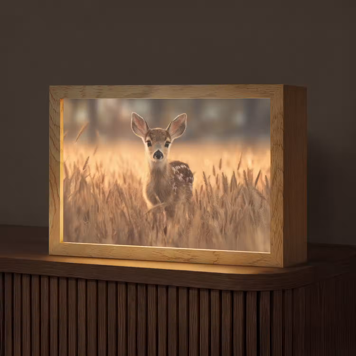 Hert - Graanveld - Bruin Light Box met kabel (Tafellamp) klein -z3d_website