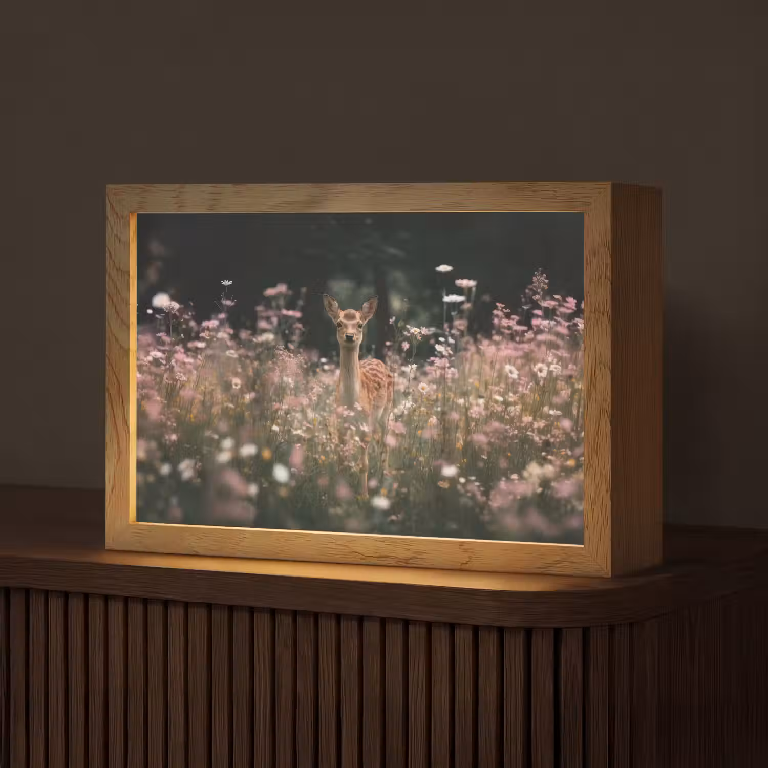 Hert - Wilde bloemen - Bos Light Box met kabel (Tafellamp) klein -z3d_website