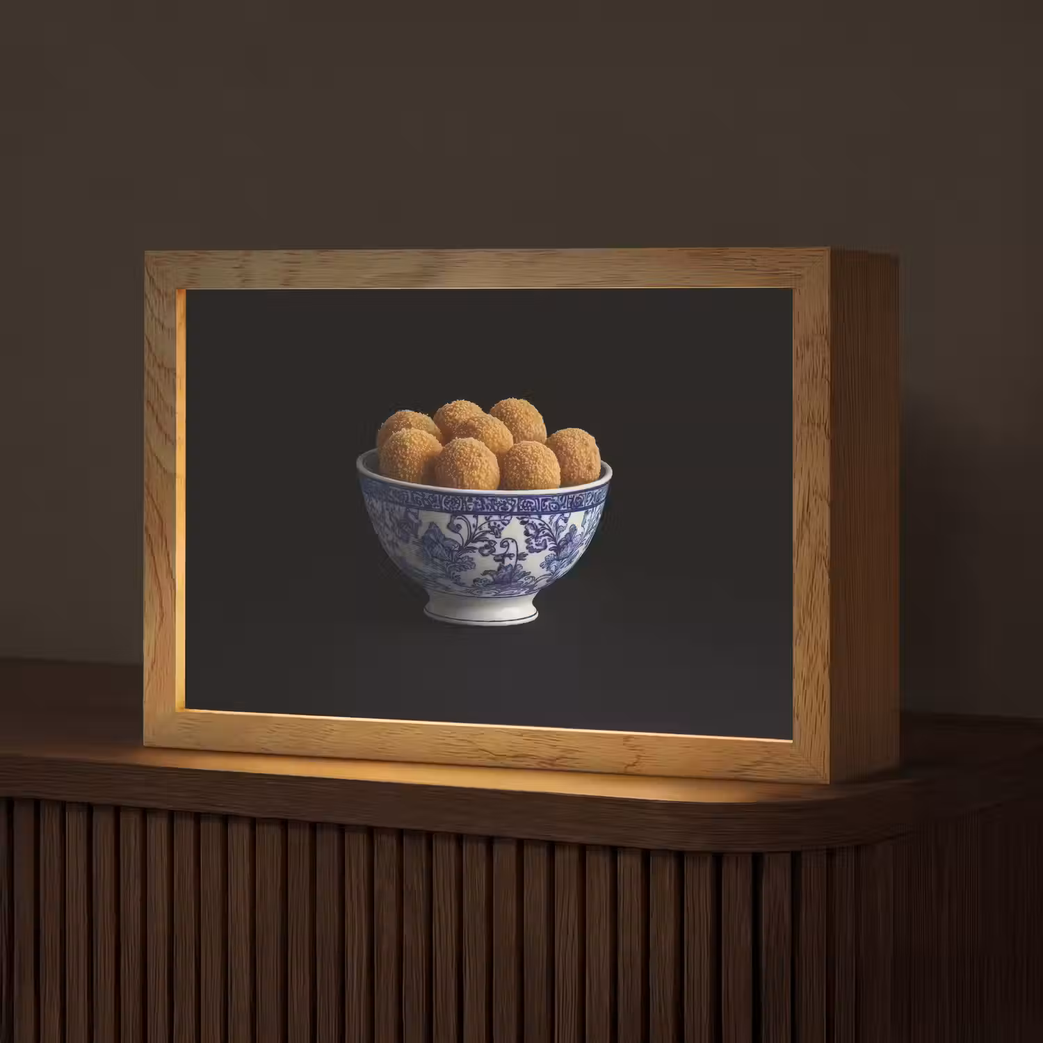 Delfts blauw - Bitterballen - Holland - Schaal Light Box met kabel (Tafellamp) klein -z3d_website
