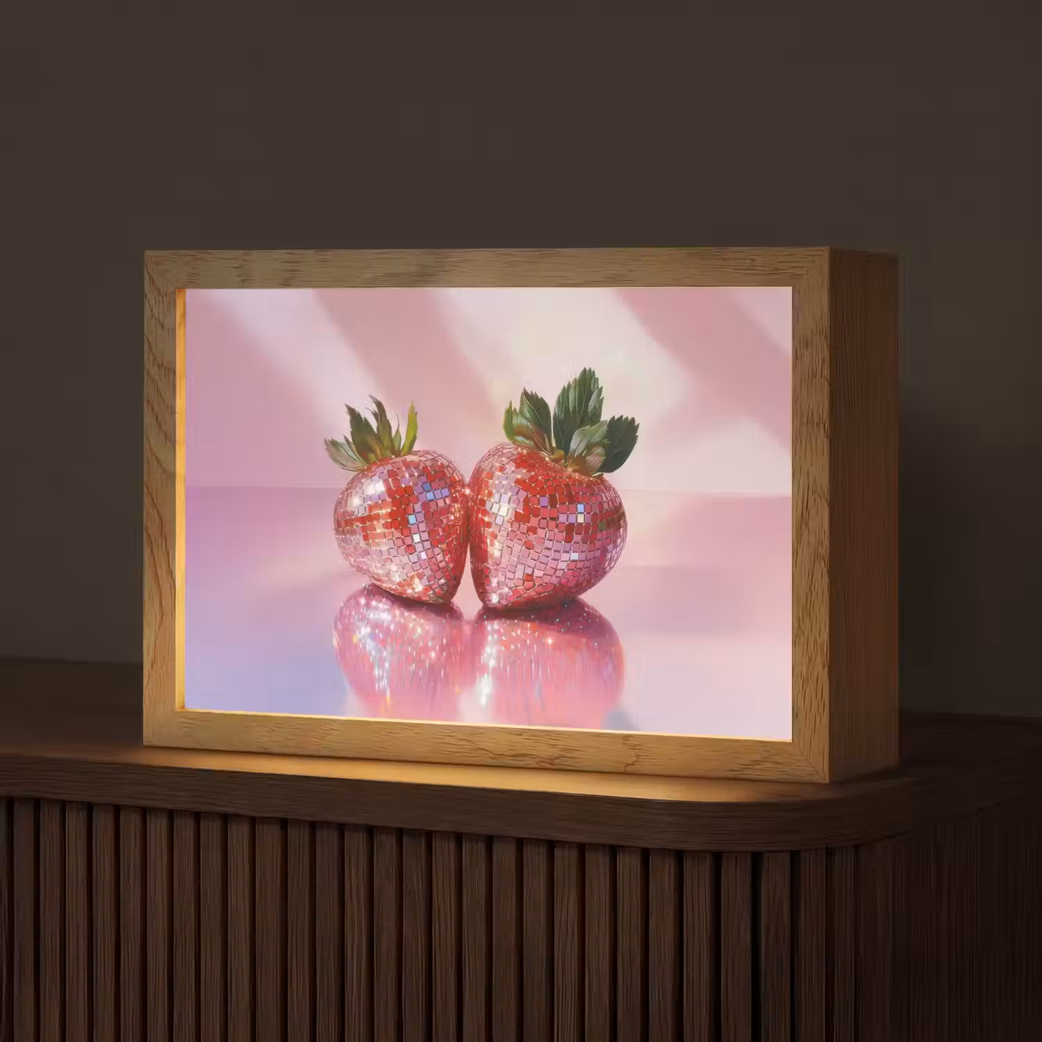 Disco - Fruit - Glitter - Strawberry Light Box met kabel (Tafellamp) klein -z3d_website