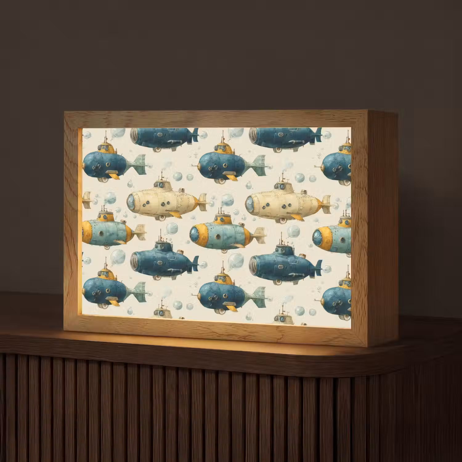 Duikboot - Fantasie - Kleurrijk Light Box met kabel (Tafellamp) klein 924 -z3d_website