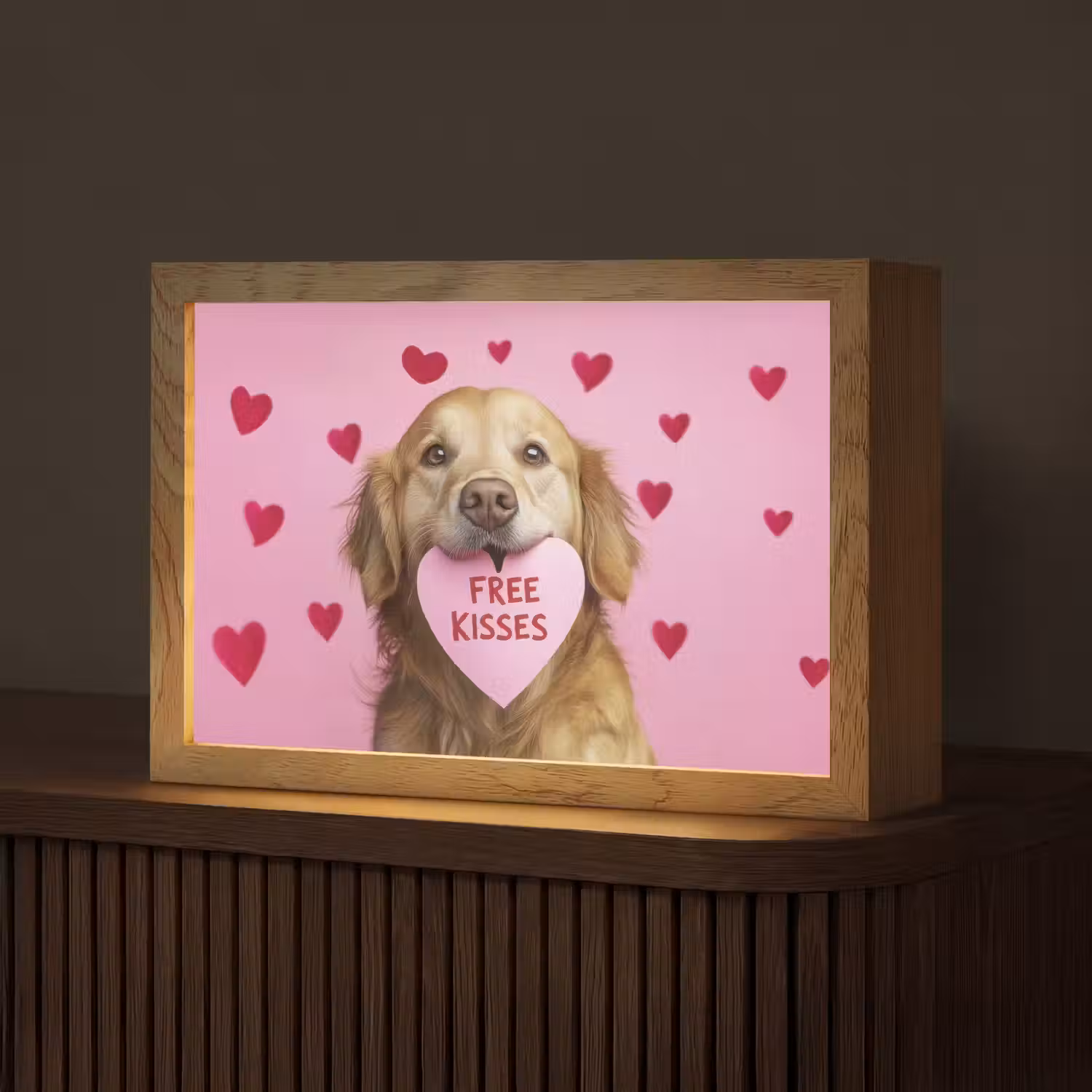 Hond - Kiss- Valentijn - Hartjes Light Box met kabel (Tafellamp) klein -z3d_website