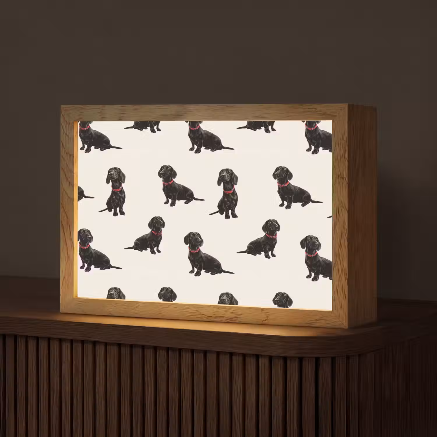 Hond - Patroon - Zwart Light Box met kabel (Tafellamp) klein 924 -z3d_website