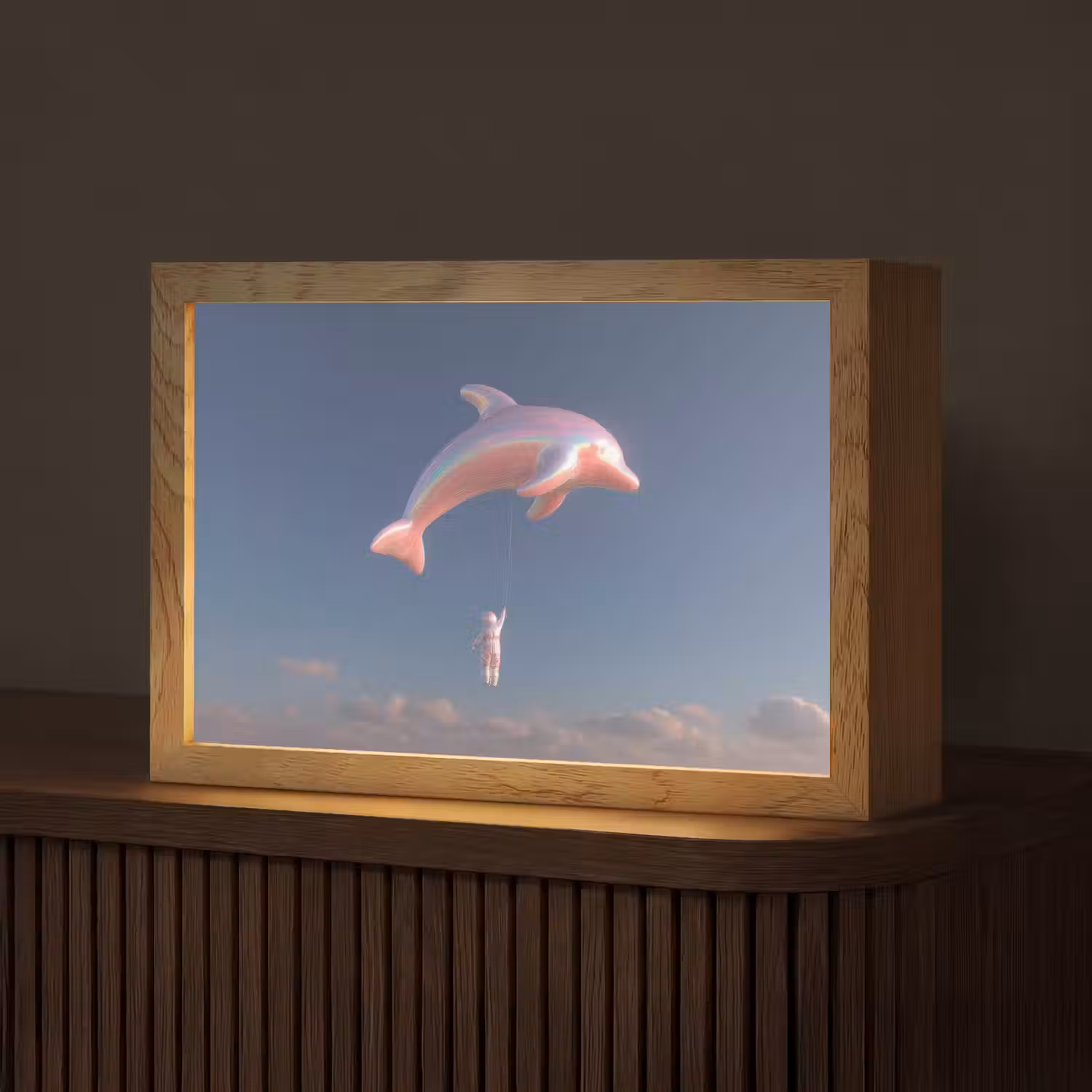 Dolfijn - Roze - Astronaut Light Box met kabel (Tafellamp) klein -z3d_website